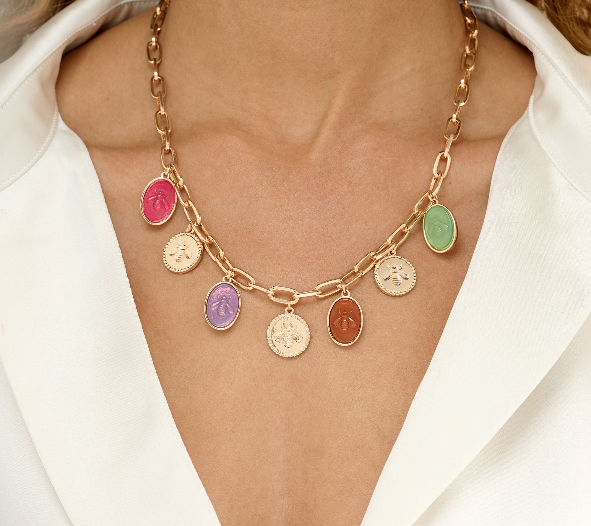 Joan Rivers Bee Intaglio Drops Necklace