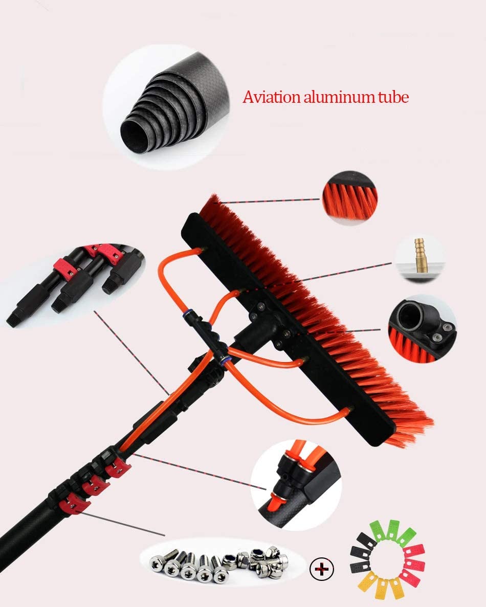 Z-GJRE Water Fed Pole Kit, Window and Solar Cleaning Pole w/Water Fed Telescopic Brush/Brush Window and Solar Panel Cleaning System Windows Cleaning & Washing Tool (3.6M-9M)