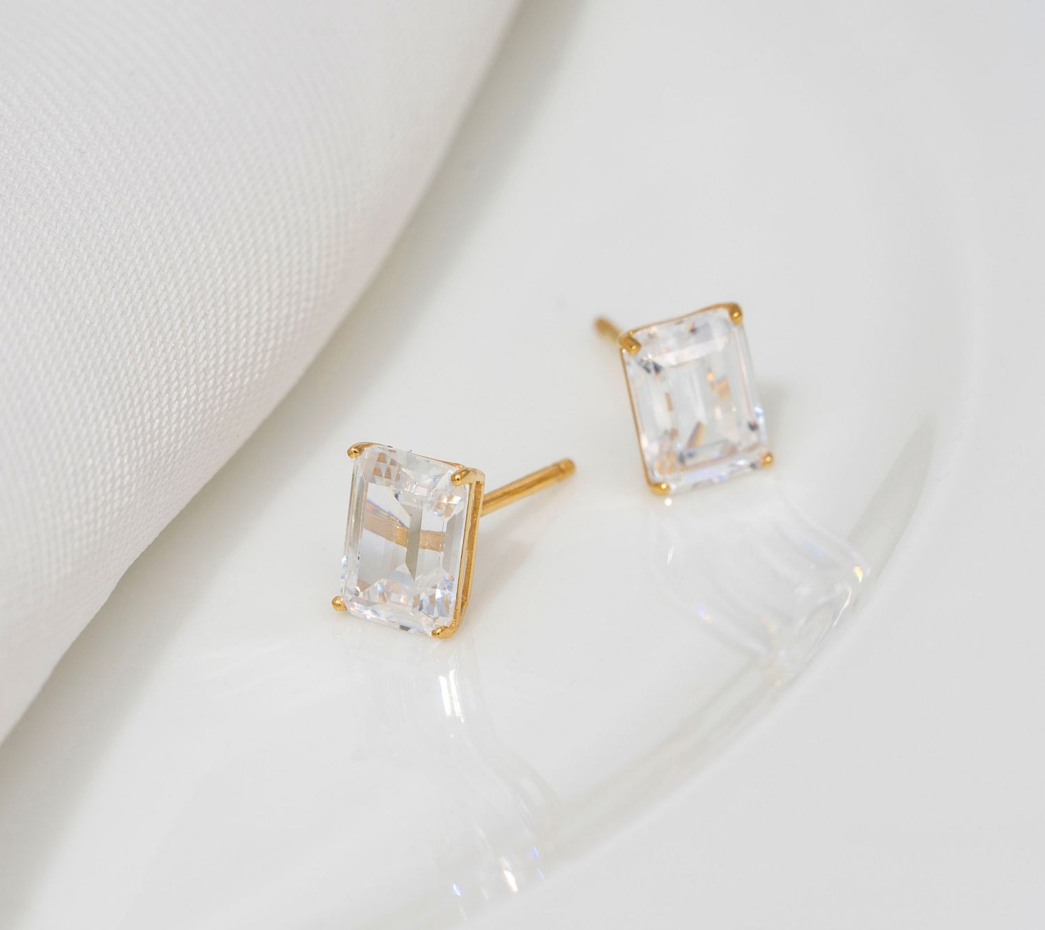 Diamonique 2.00 cttw Stud Earrings, 14K Gold
