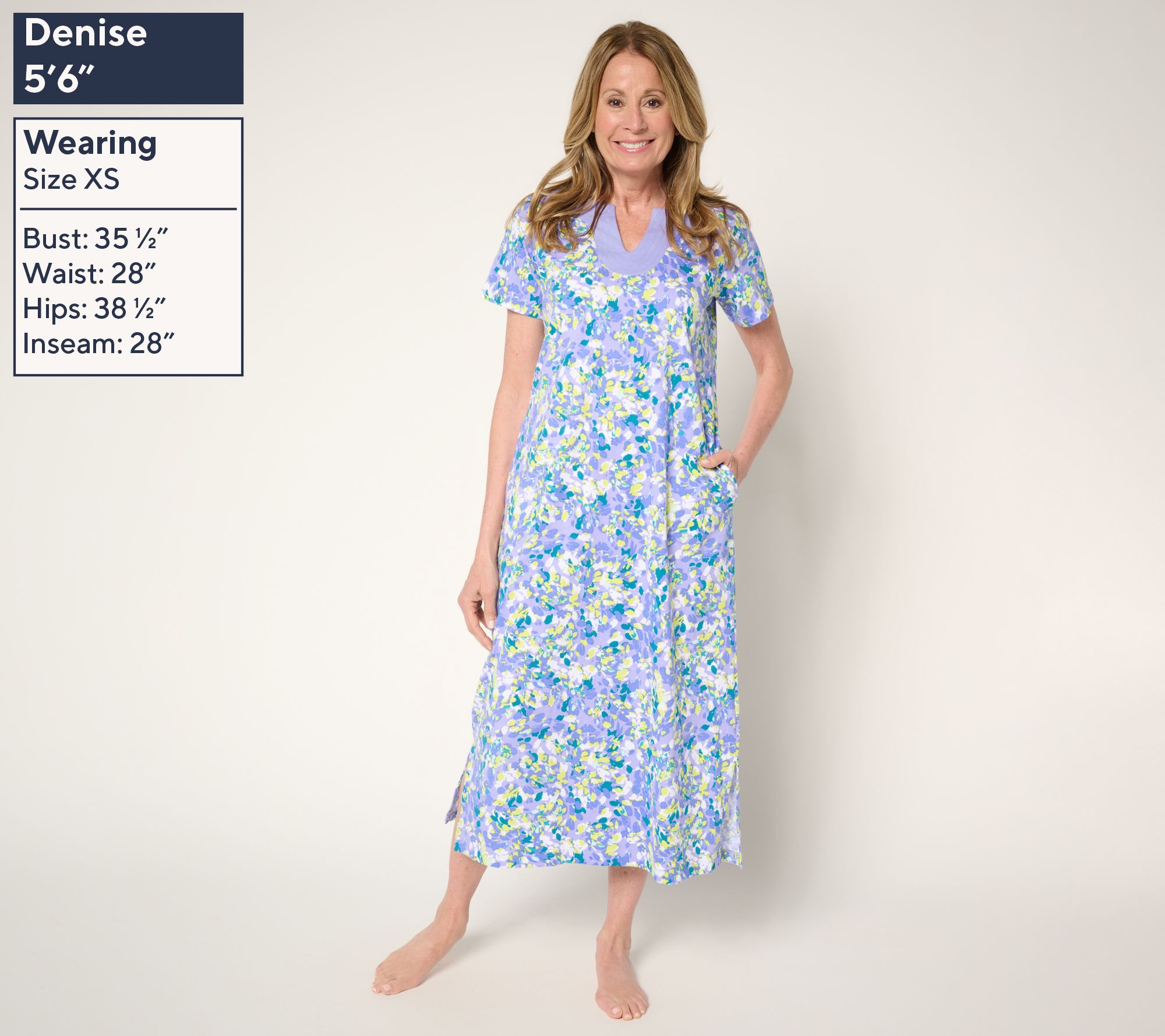 Carole Hochman 100% Cotton Maxi Dress with Trapunto Detail