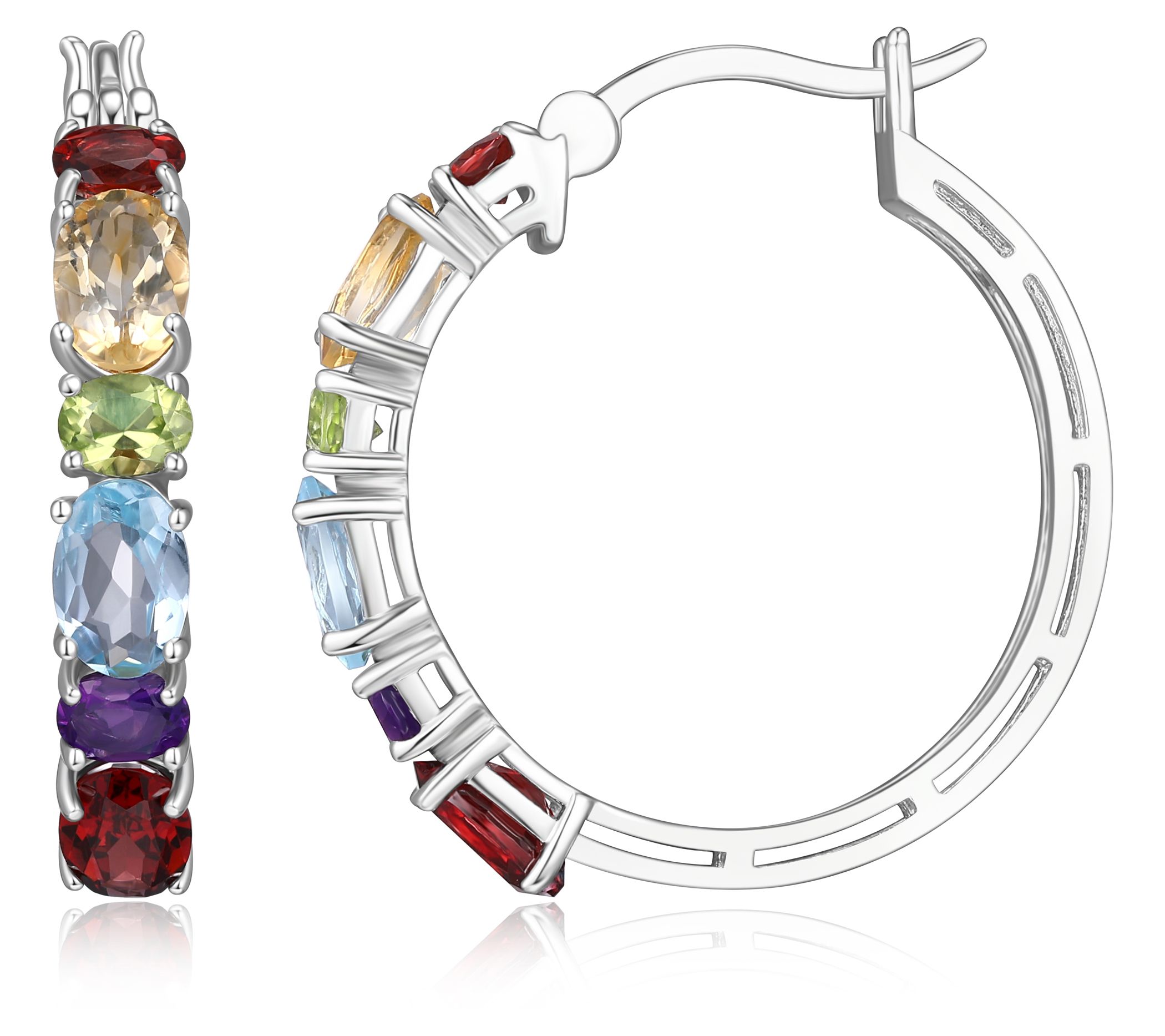 Affinity Gems Multi-Gemstone Hoop Earrings, Sterling Silver