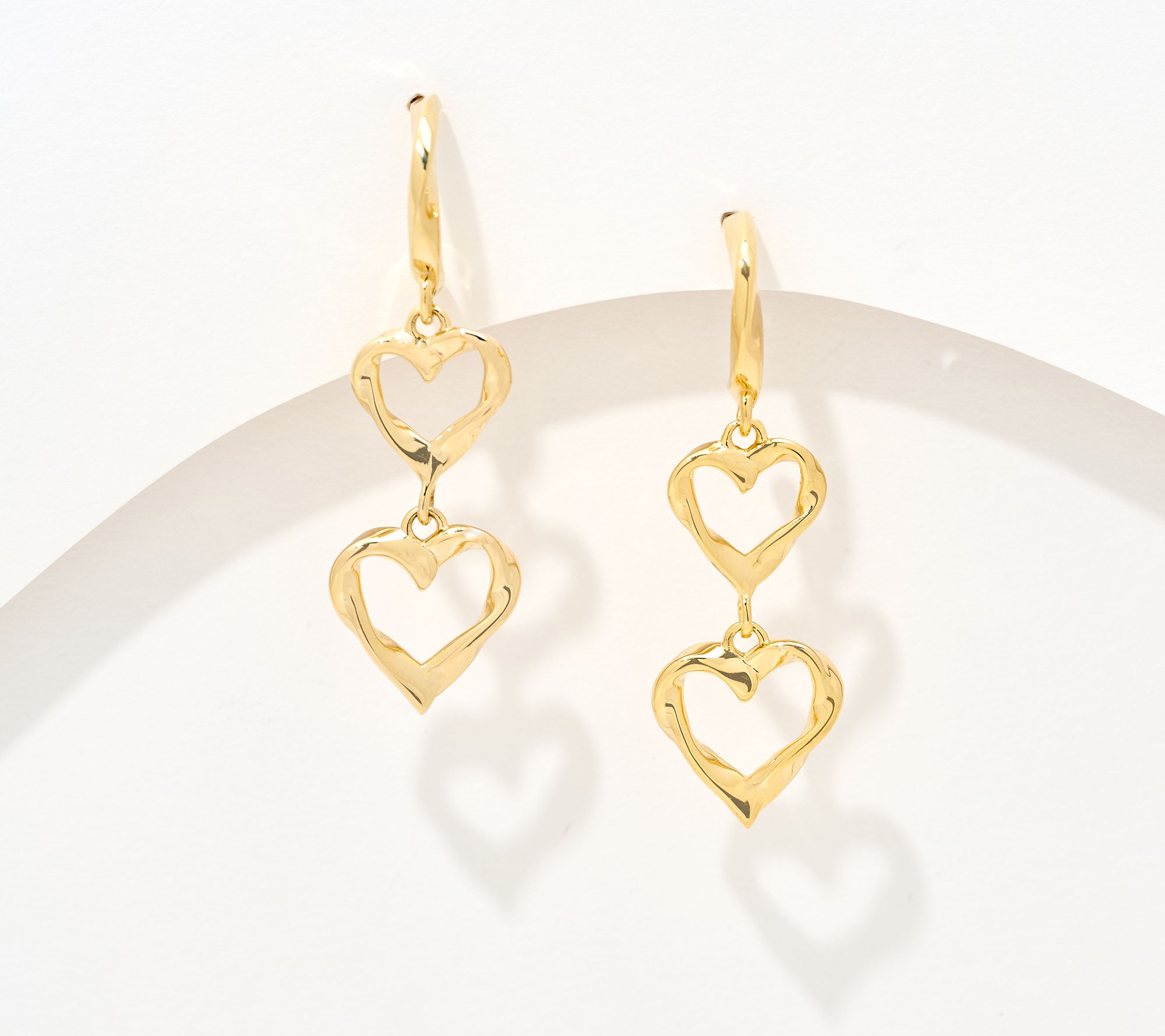 Christian James by Scott Grimes 14K Gold Clad Double Heart Drop Earrings
