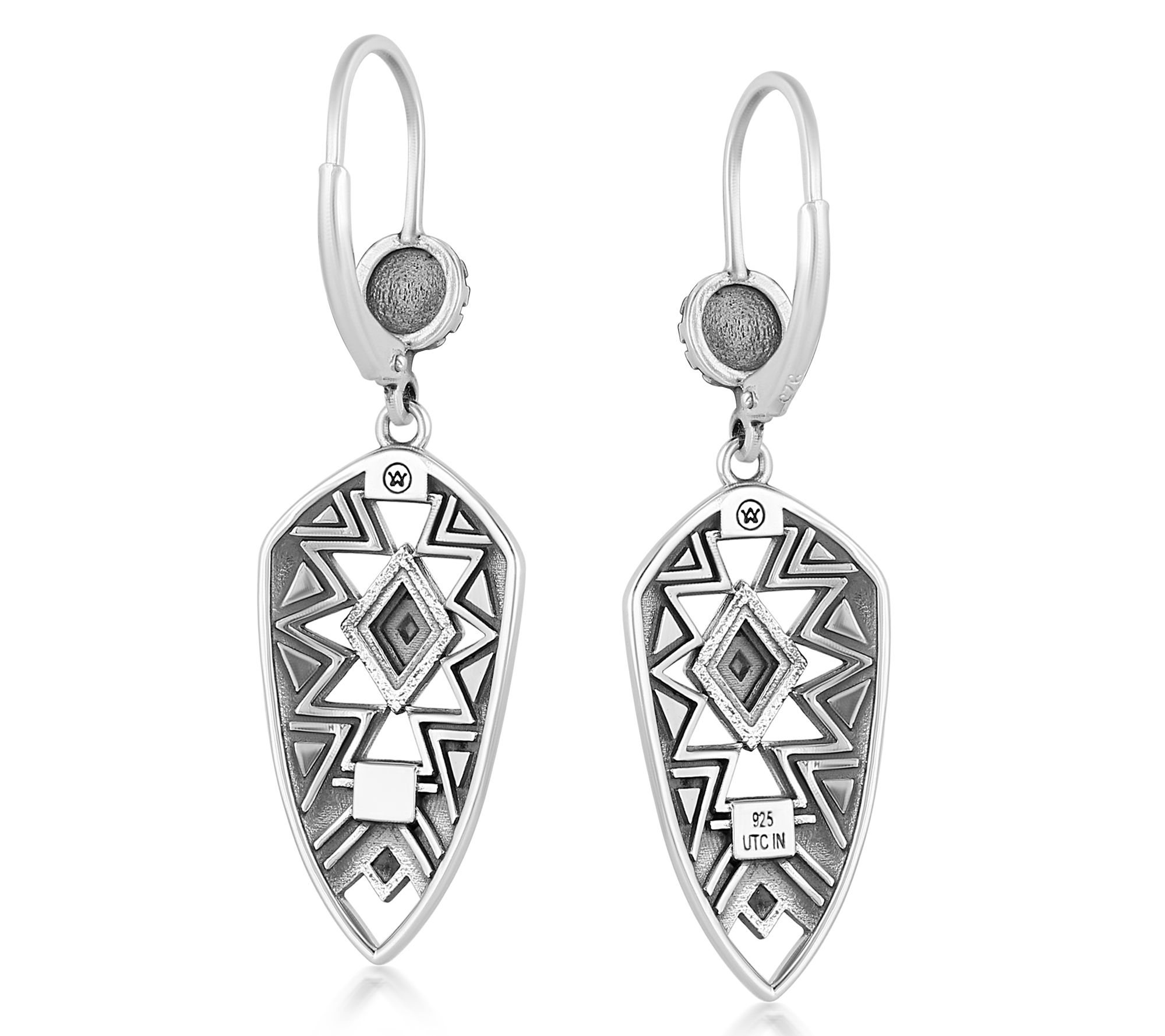 American West Sterling Silver Shield Shape Earrings