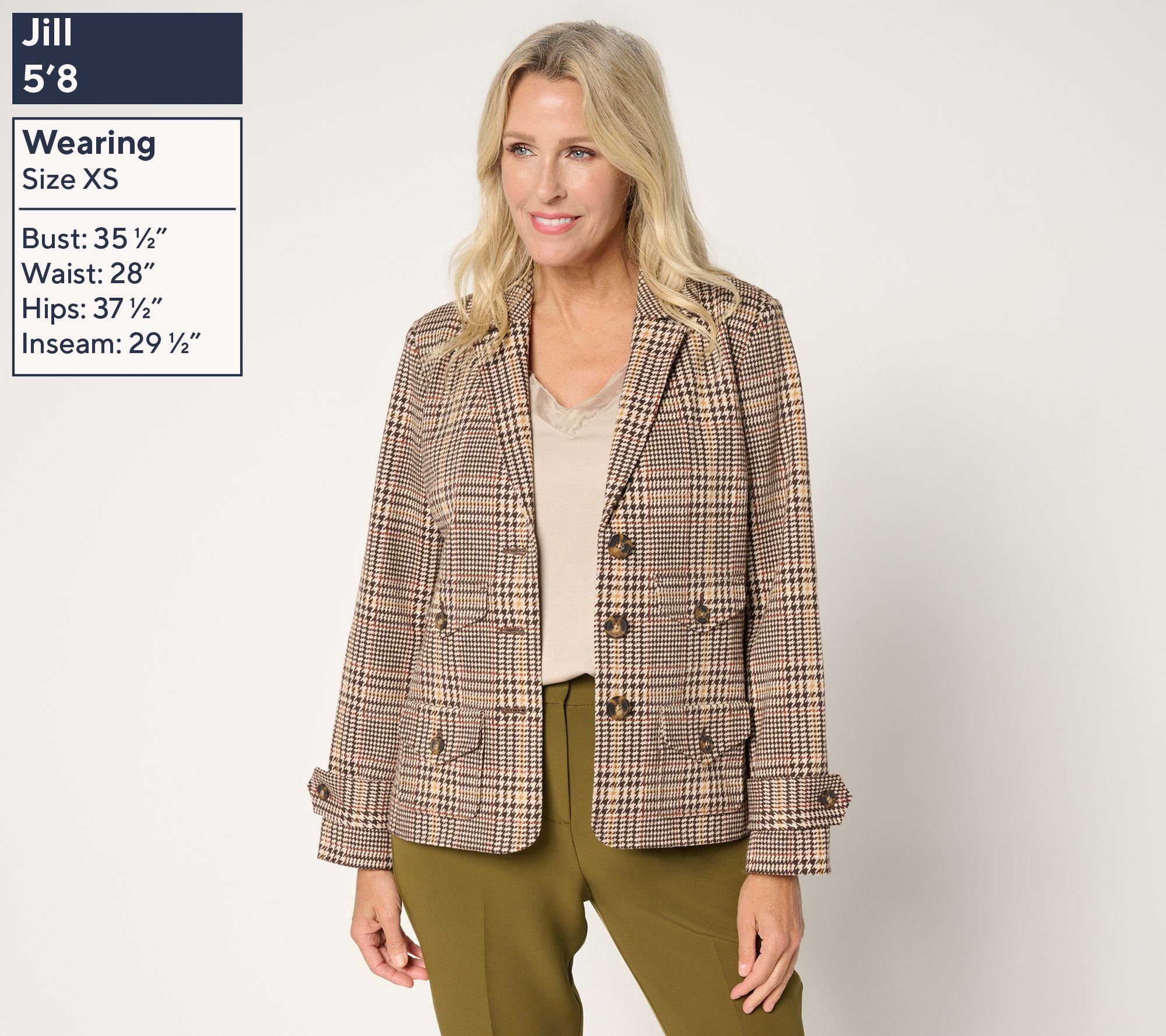 Joan Rivers Knit Glen Plaid Collared Jacket