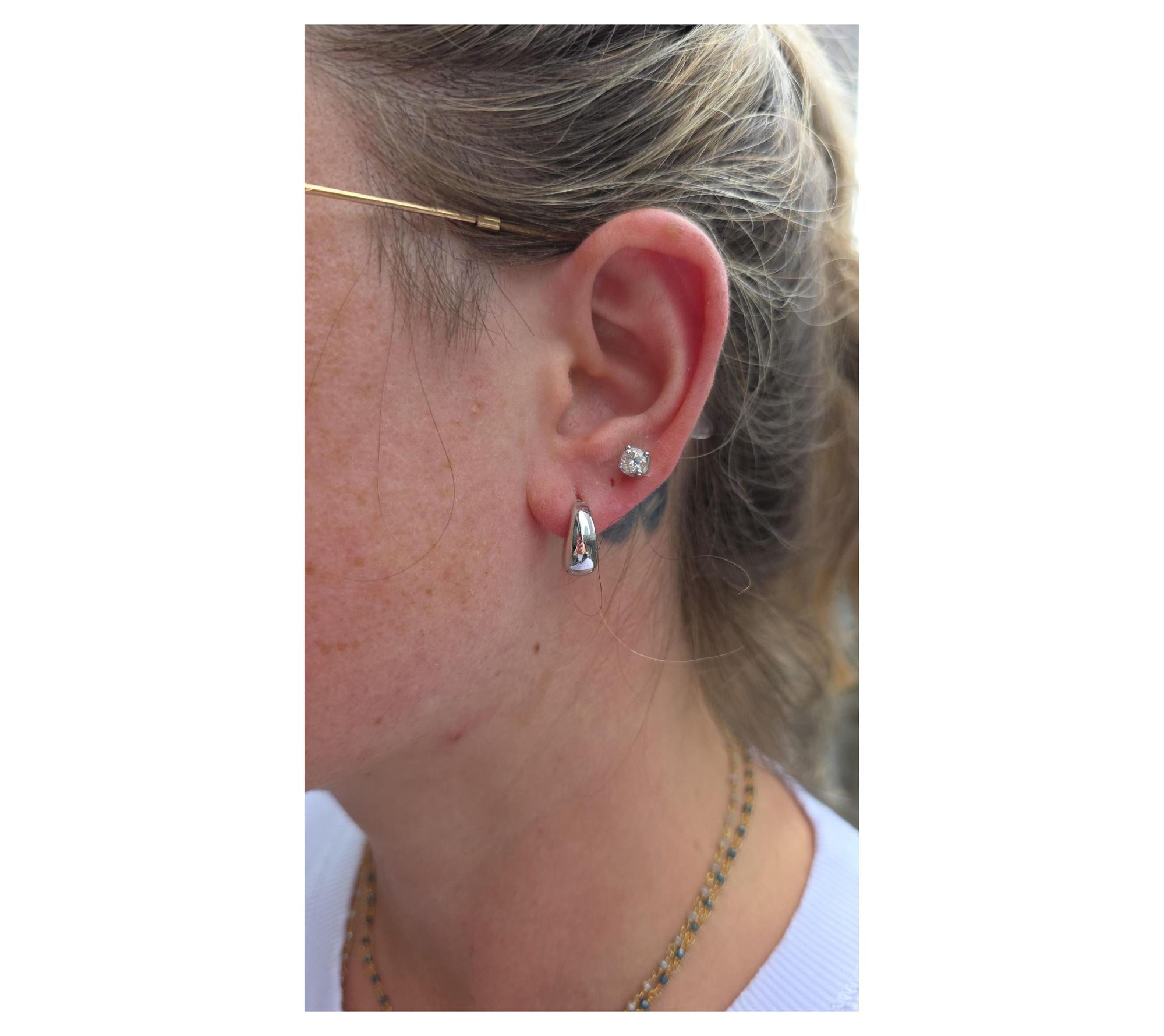 Silver Style Chunky Mini Huggie Hoop Earrings,Sterling