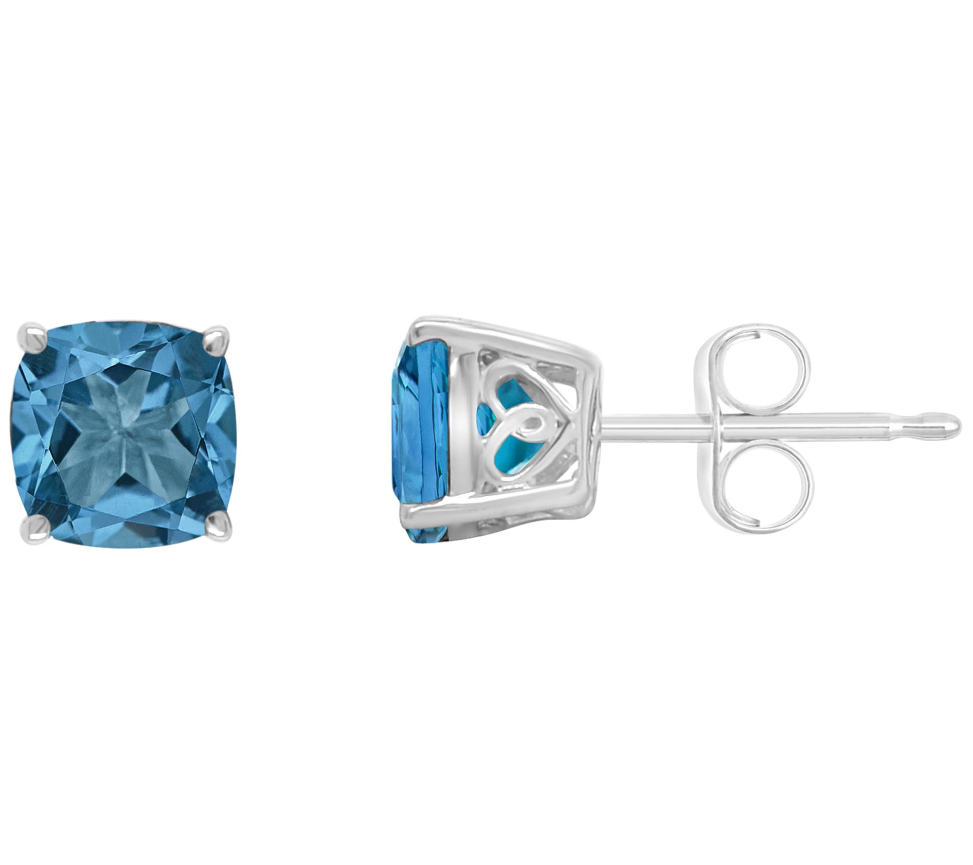 Sterling Silver Cushion 2.30 cttw London Blue Topaz Earrings