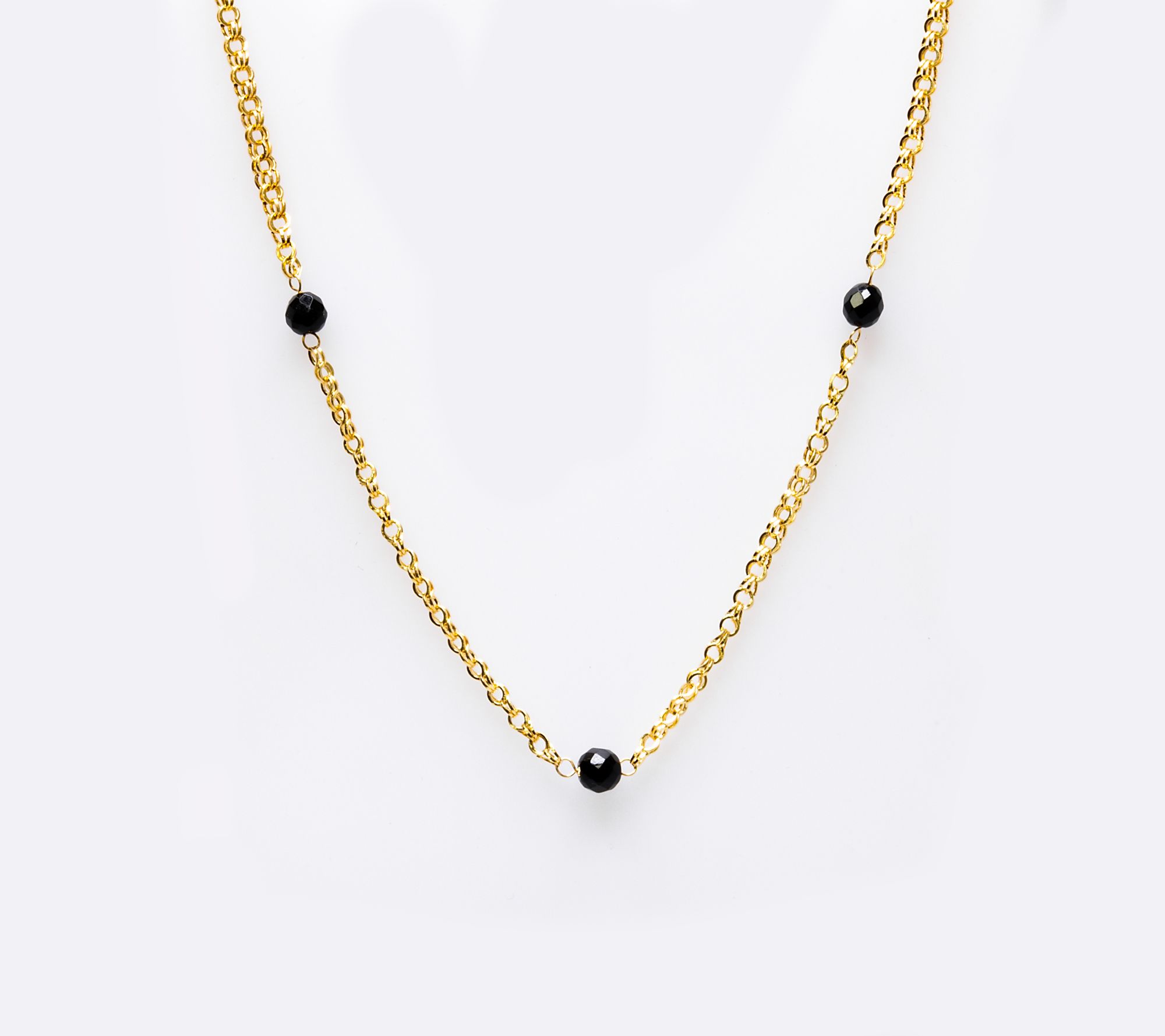 Alkeme 14K Gold Black Onyx Bead Station Necklace