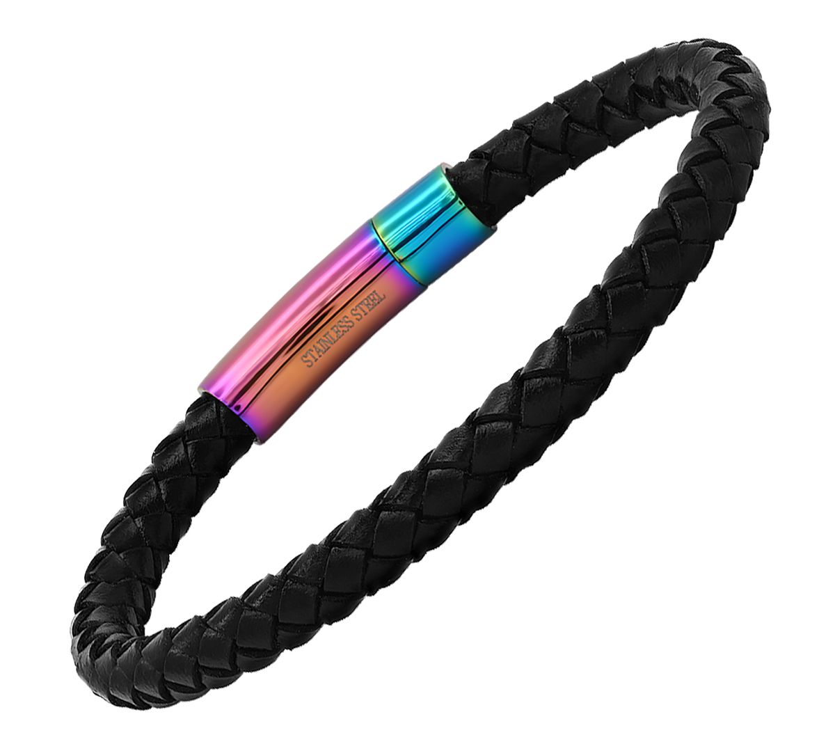 Steel by Design Leather Rainbow Clasp Bracelet