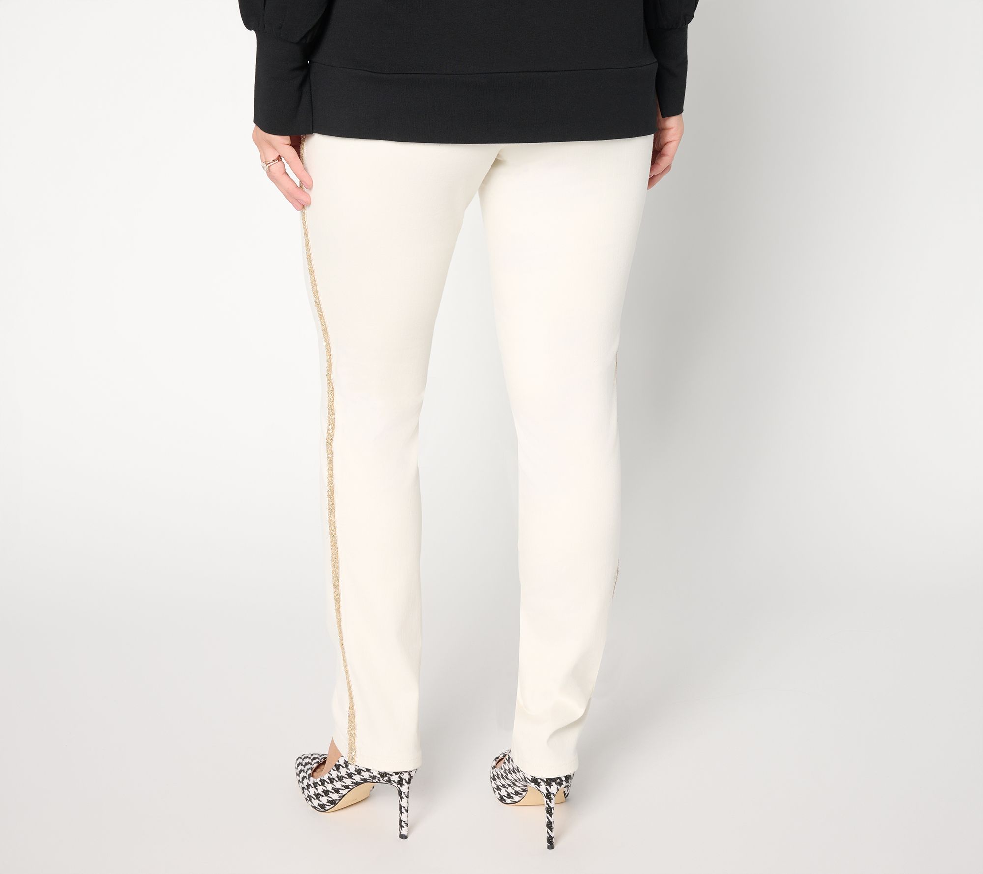 Belle by Kim Gravel Petite TripleLuxe Twill Sequin Striped Jean