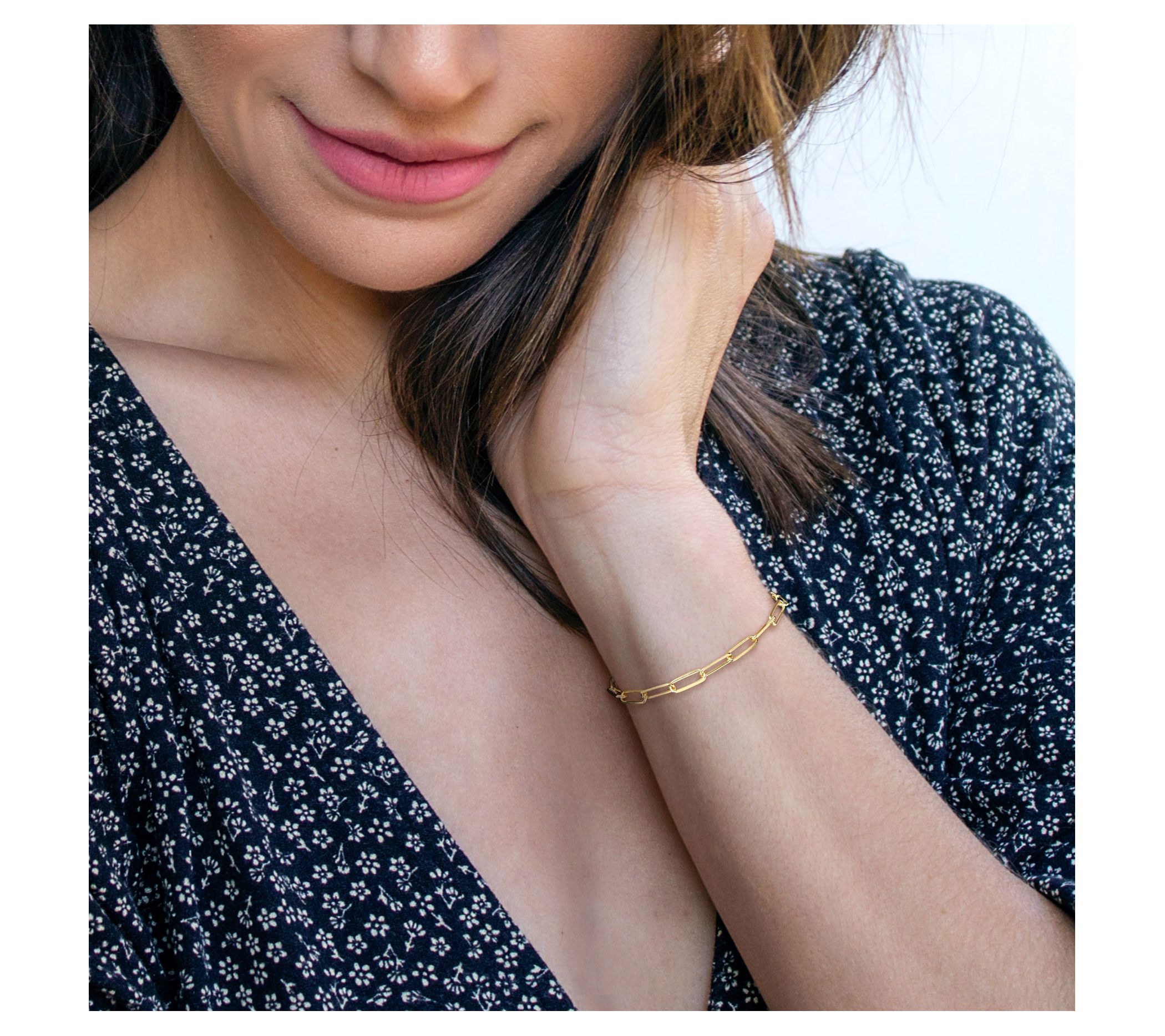 Diamond-Cut 5mm Paperclip Chain Bracelet, 18K Gold-Plated