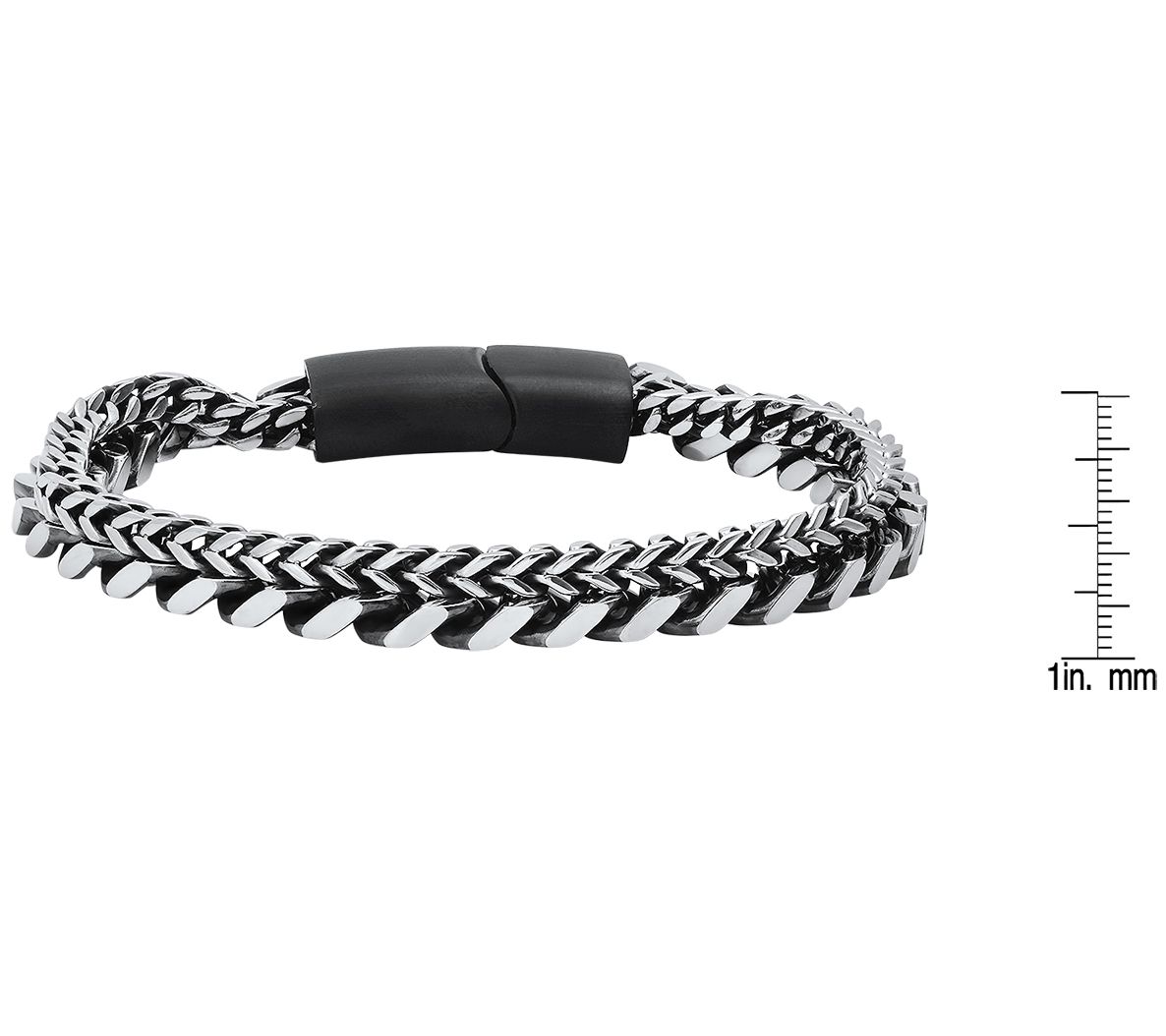 Steel By Design Layered Cuban & Wheat Chain Bracelet