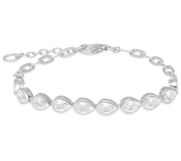 Diamonique Pear Drop Bracelet, Sterling Silver