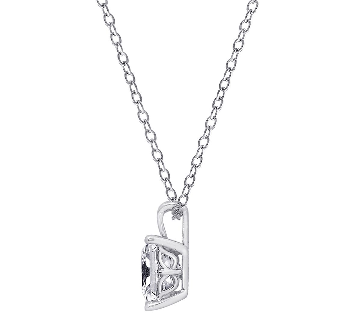 Diamonique Sterling 3.00 cttw Princess-Cut Solitare Necklace