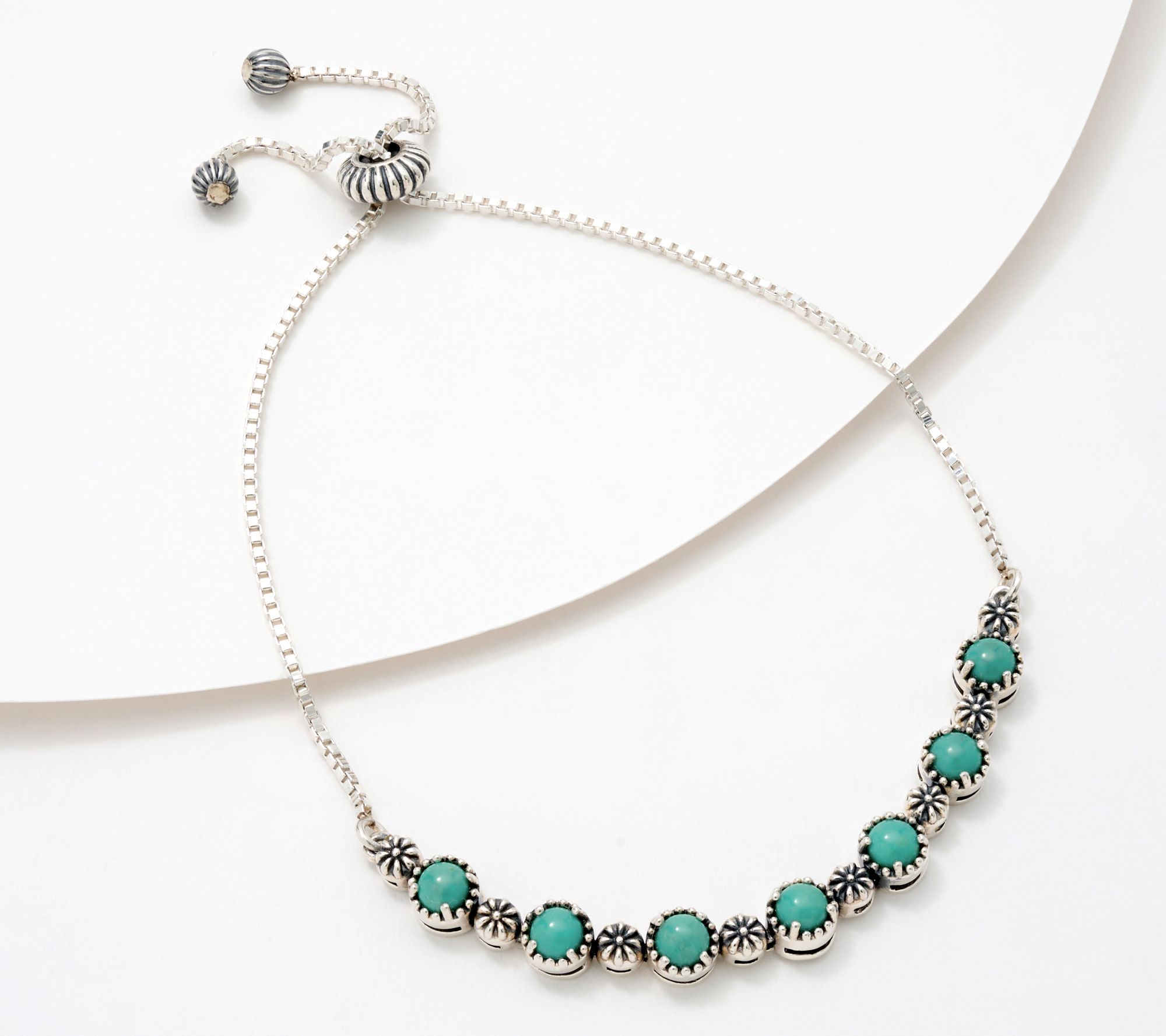 American West Sterling Silver Friendship Gemstone Adj. Bracelet