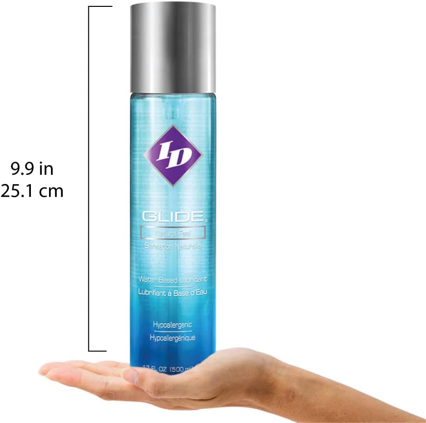 ID Lubricants Glide 128 Fl Oz Natural Feel Water-Based Personal Lubricant, Clear, 128 Oz