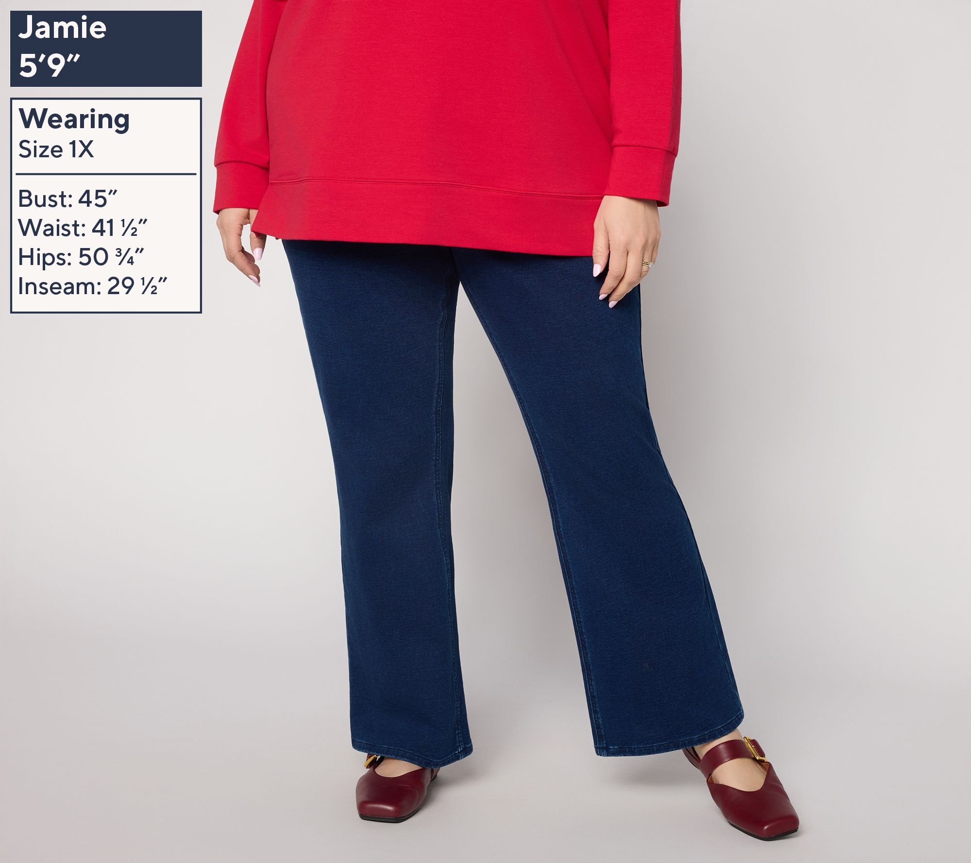 Denim & Co. Regular Knit Denim Pull On Boot Leg Jeans