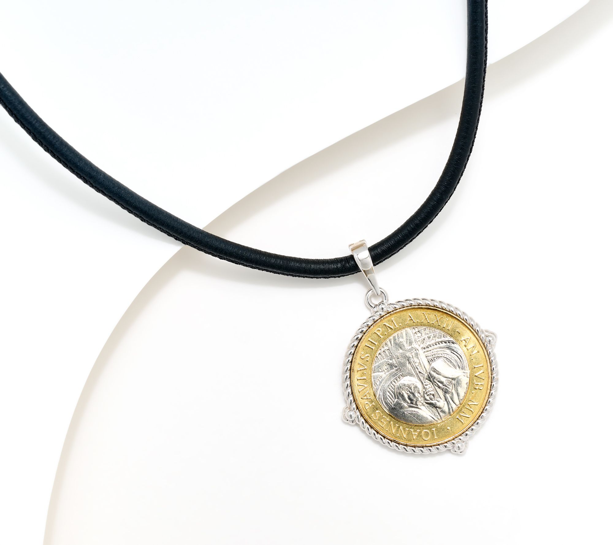 David Markstein Sterling Silver Genuine Vatican Lira Coin Necklace