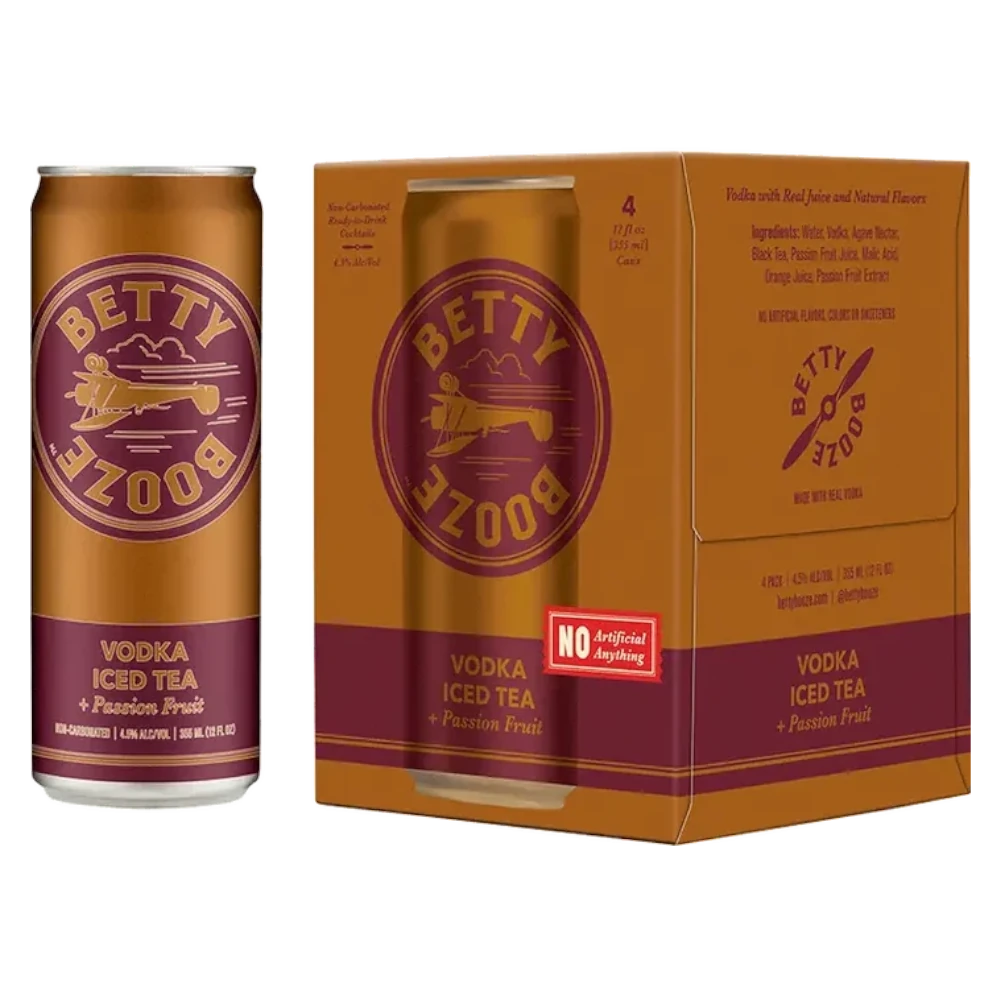Betty Booze Vodka iced Tea Passion fruit 4pk Cans