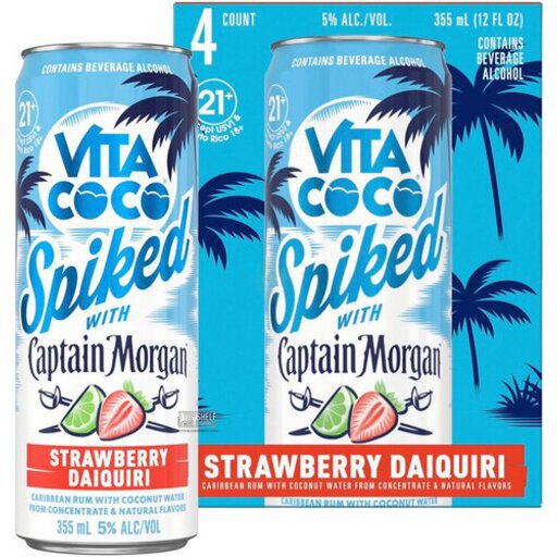 Vita Coco Spiked With Captain Morgan Strawberry Daiquiri 4packx12oz