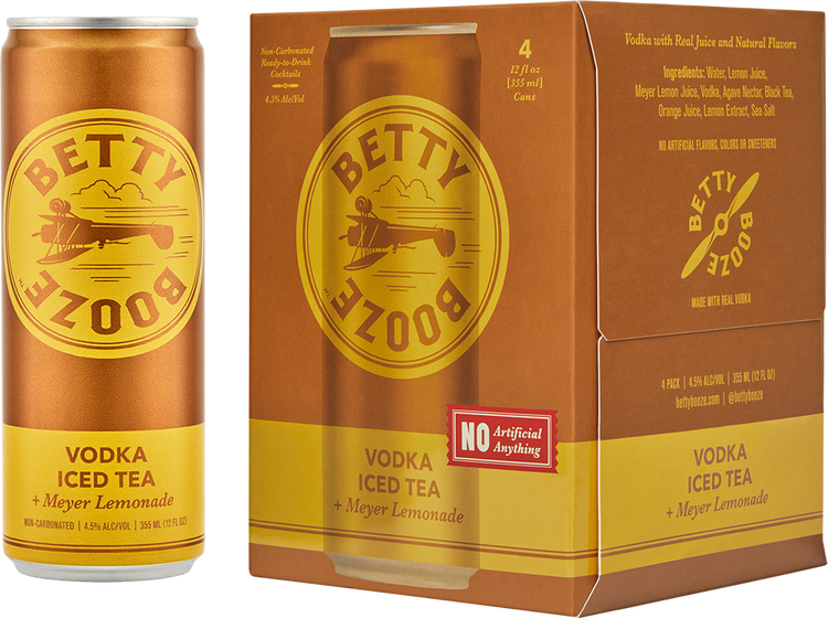 Betty Booze vodka iced Tea Meyer Lemonade 4pk Cans