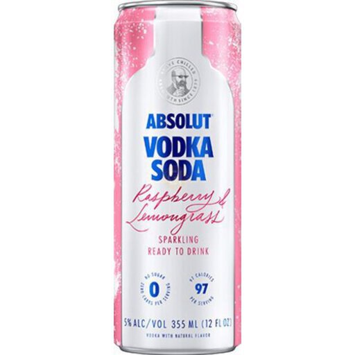 Absolut Vodka Soda Raspberry Lemongrass RTD Cocktail Cans