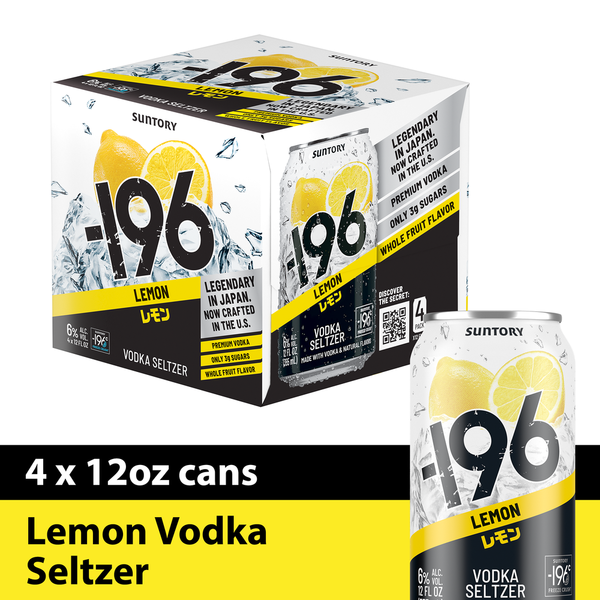 -196 Suntory Vodka Seltzer Lemon 4x12oz Cans