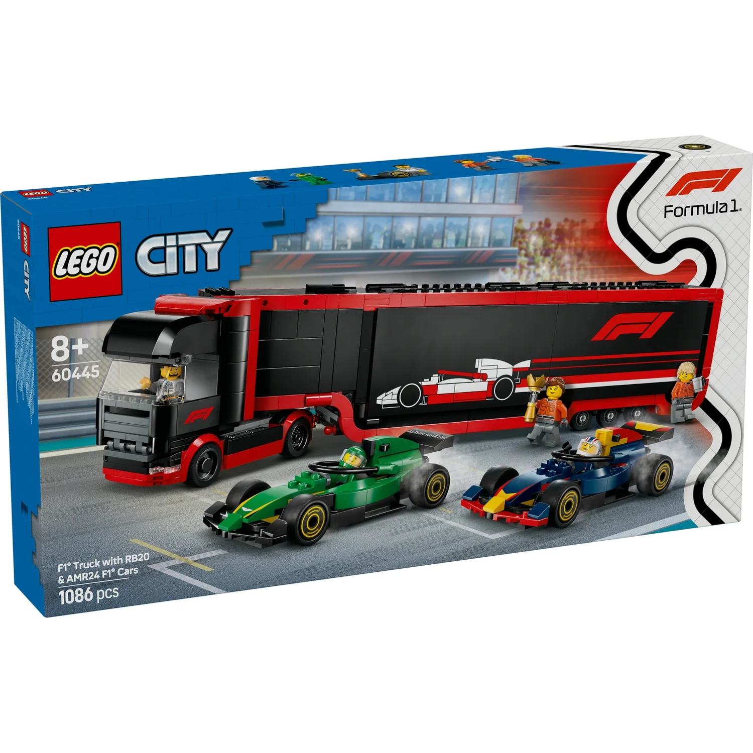 LEGO® City F1® Truck with RB20 & AMR24 F1® Cars Toy Race Vehicle Transporter Playset 60445