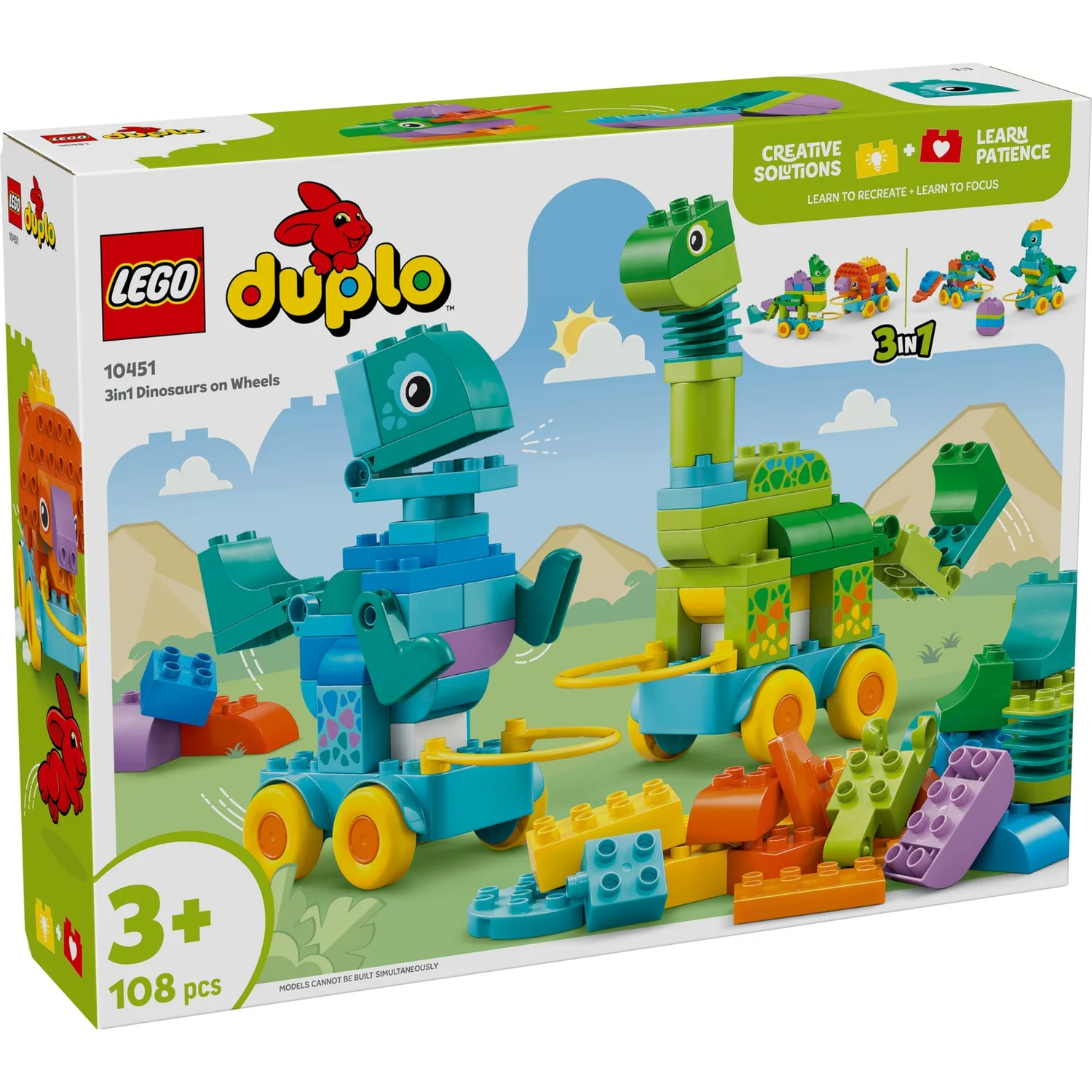 LEGO® DUPLO® Town 3in1 Dinosaurs on Wheels Learn-Through-Play Toddler Toy 10451