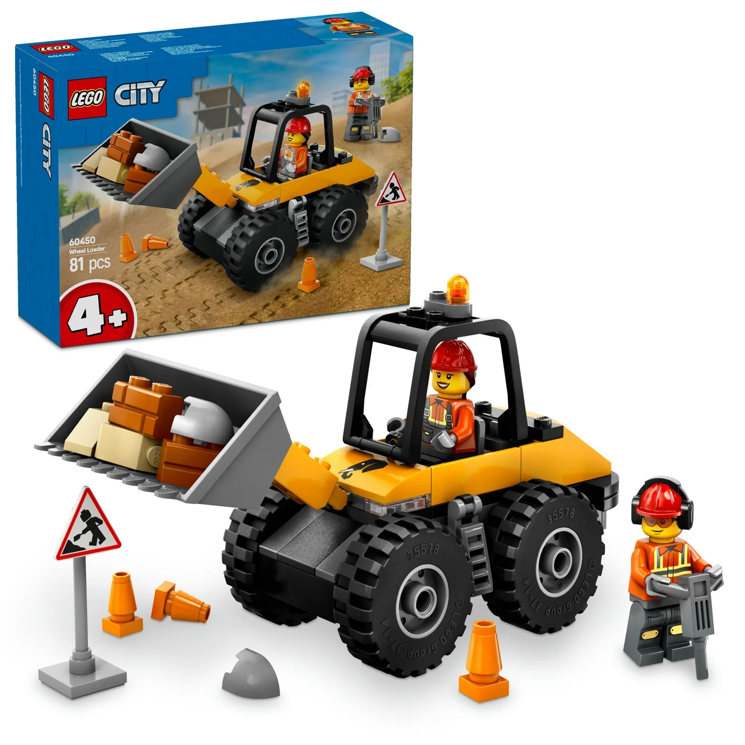 LEGO City Yellow Construction Wheel Loader Vehicle Toy 60450