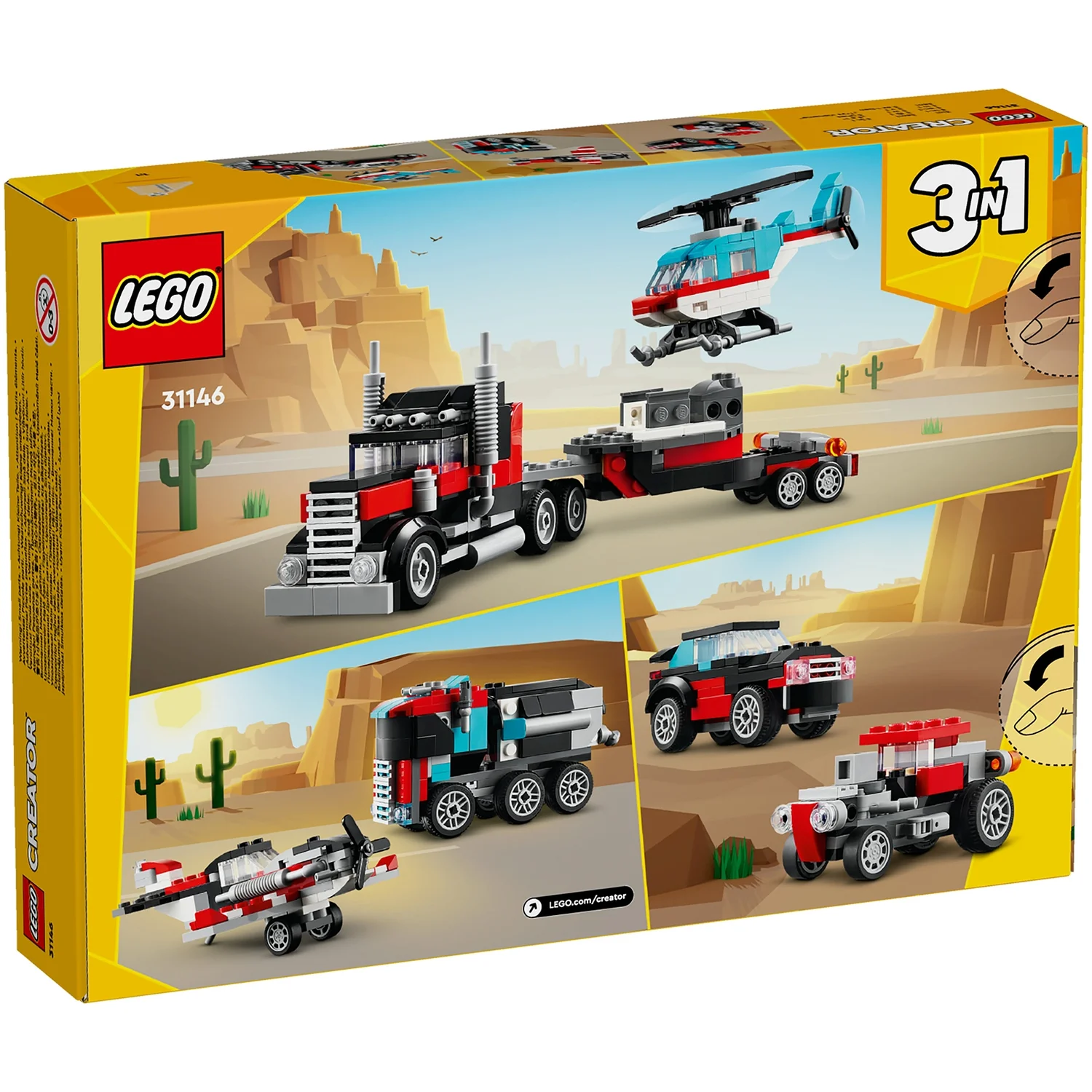 LEGO Creator 3in1 Flatbed Truck with Helicopter Toy 31146
