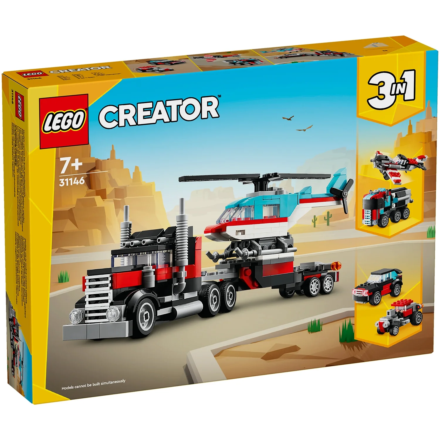 LEGO Creator 3in1 Flatbed Truck with Helicopter Toy 31146