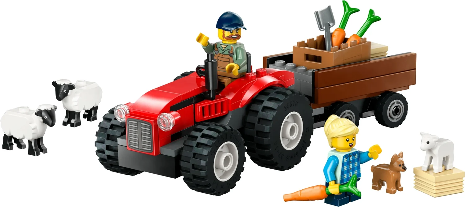 LEGO City Red Farm Tractor with Trailer & Sheep Toys 60461