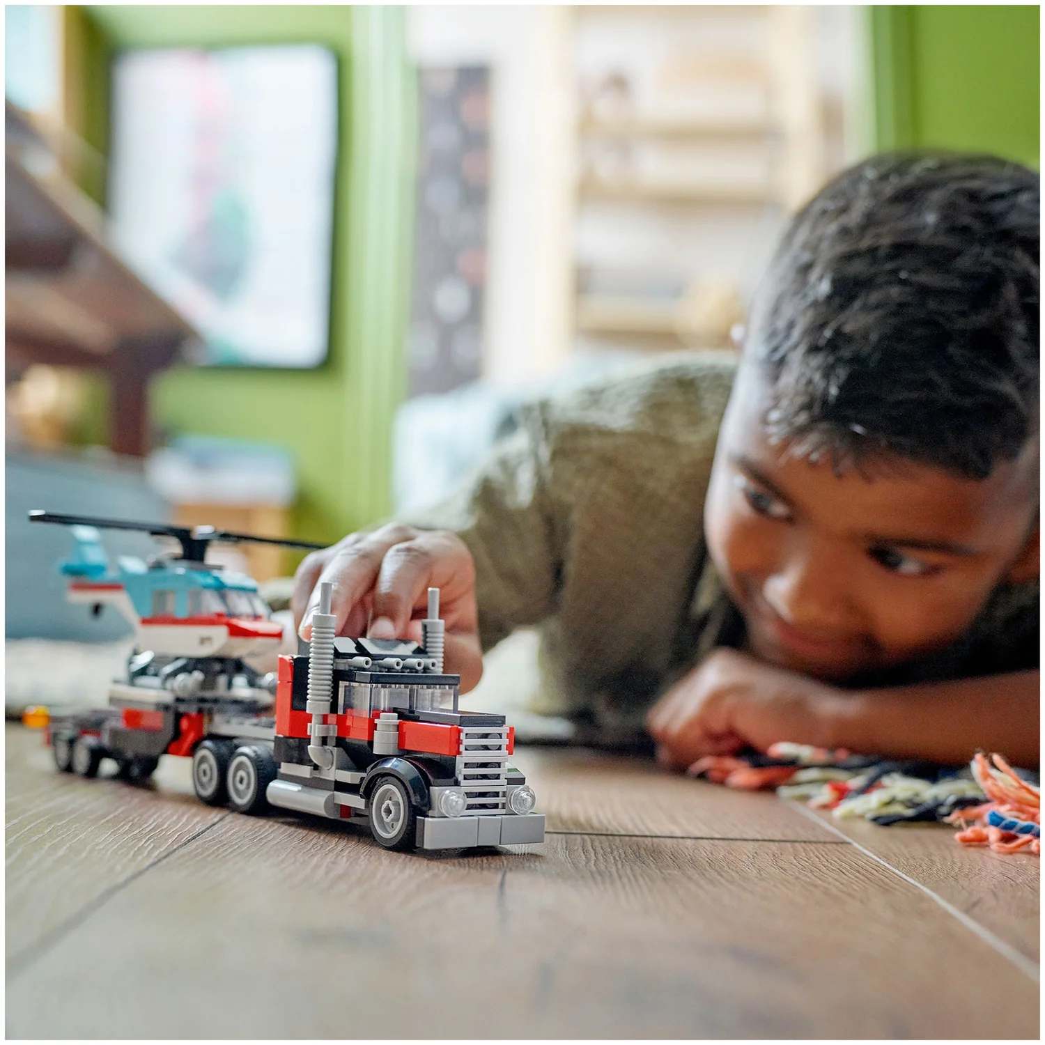 LEGO Creator 3in1 Flatbed Truck with Helicopter Toy 31146