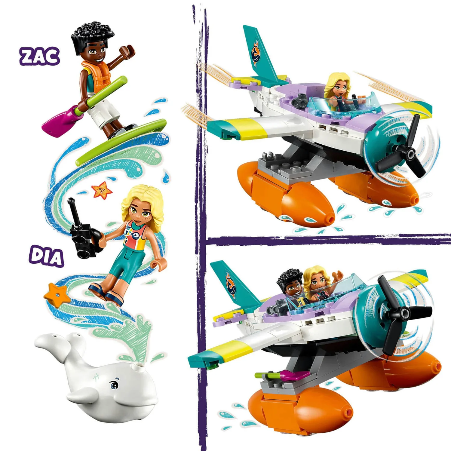 LEGO Friends: Sea Rescue Plane Toy with Whale Figure (41752)
