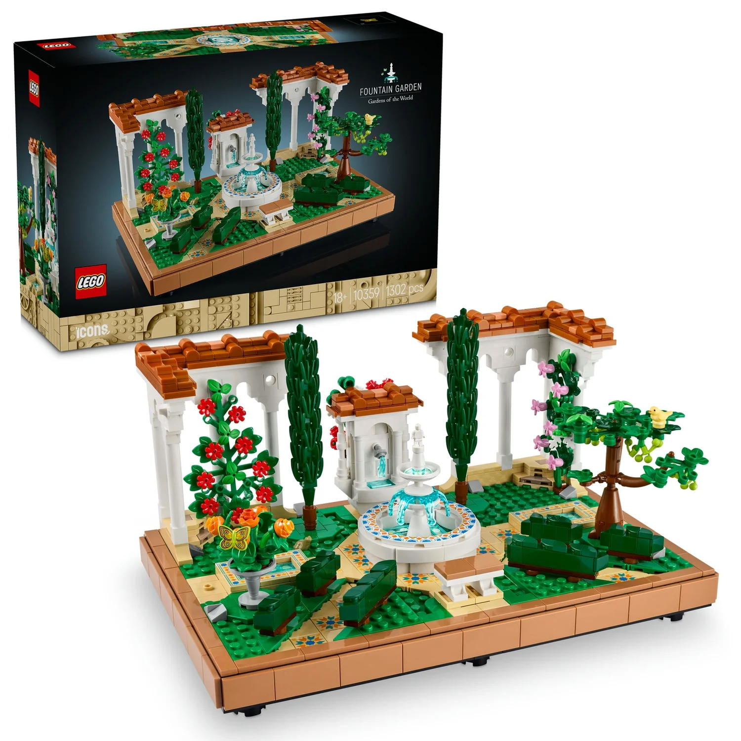 LEGO® Icons Fountain Garden Home and Office Decor, Building Set for Adults 10359