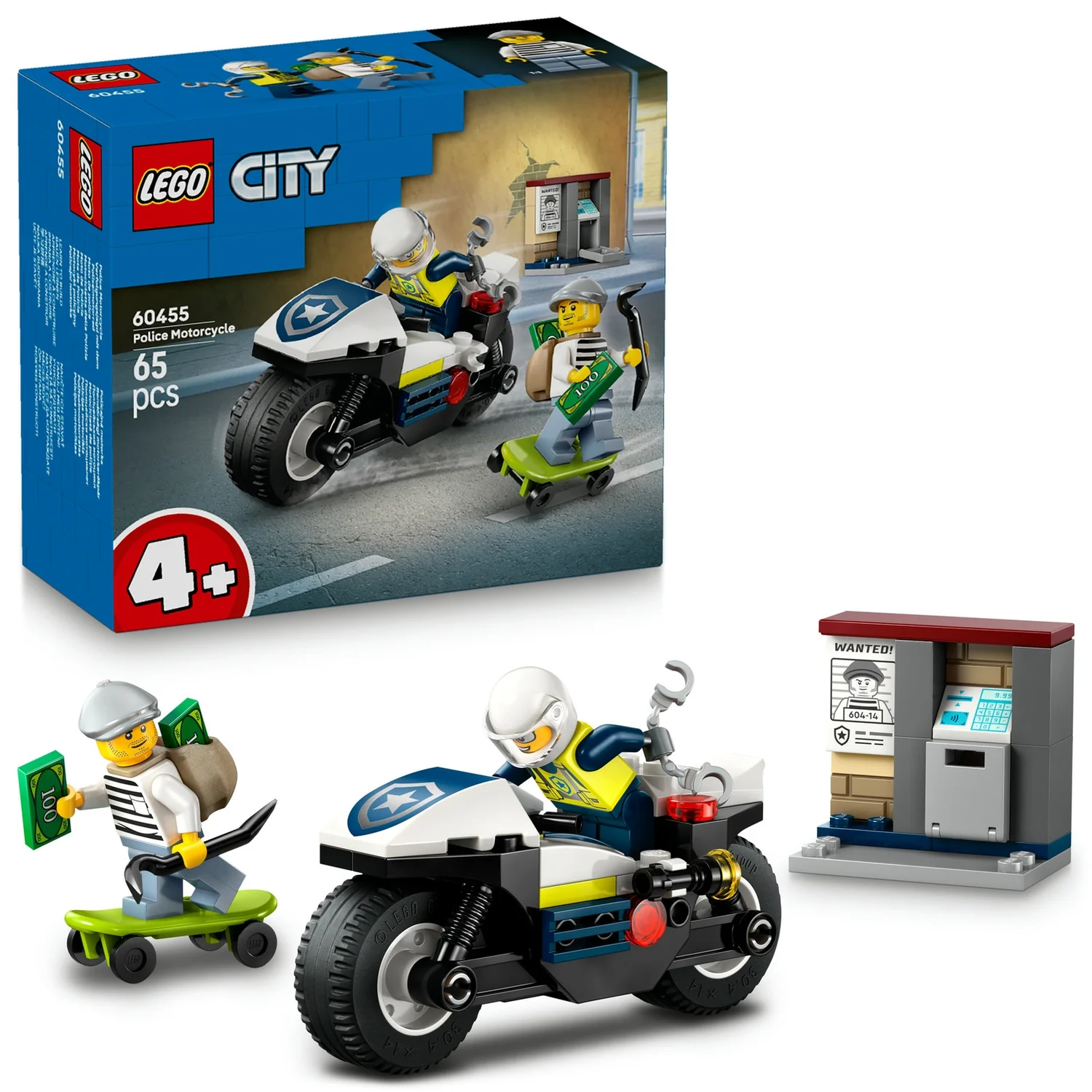 LEGO City Police Motorcycle Chase Toy, Motorbike Set 60455
