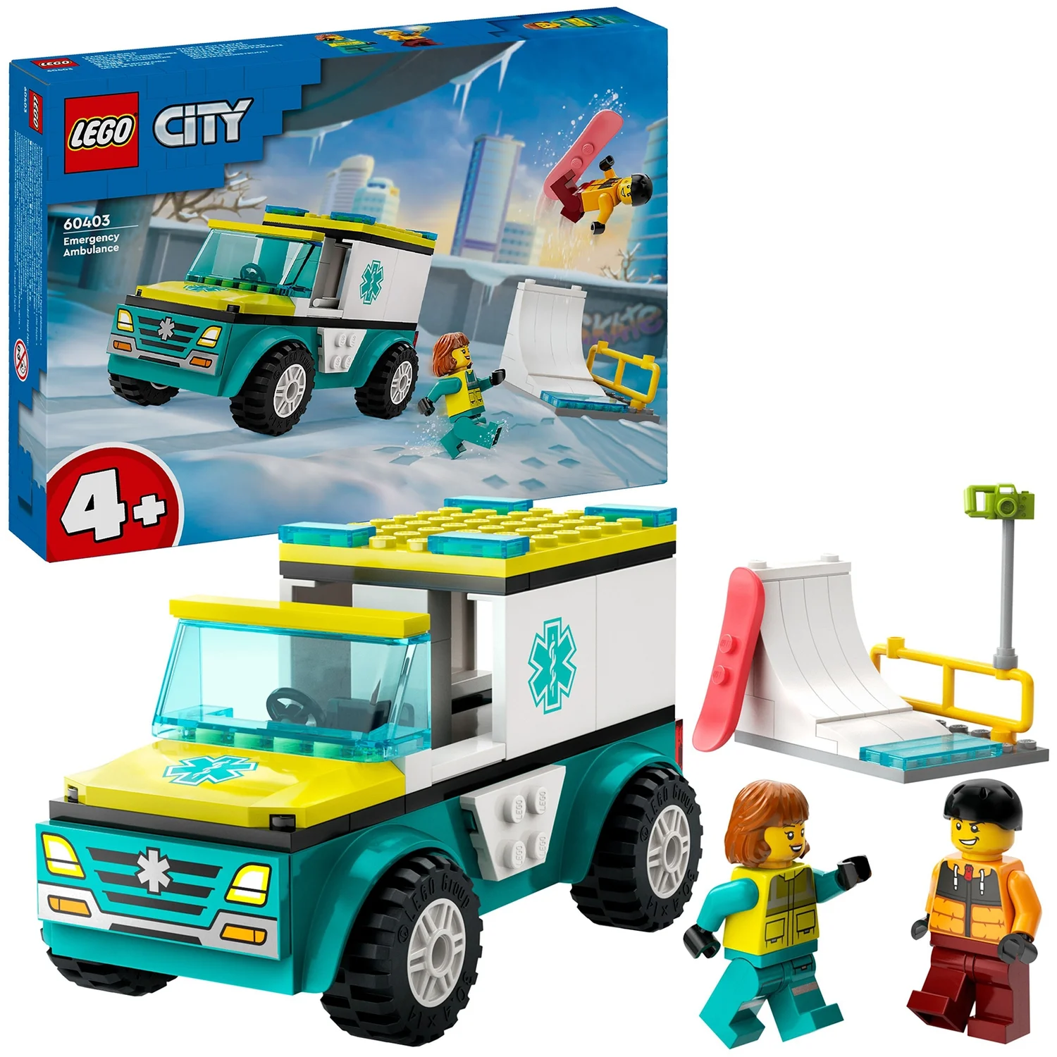 LEGO City Emergency Ambulance and Snowboarder Toys 60403