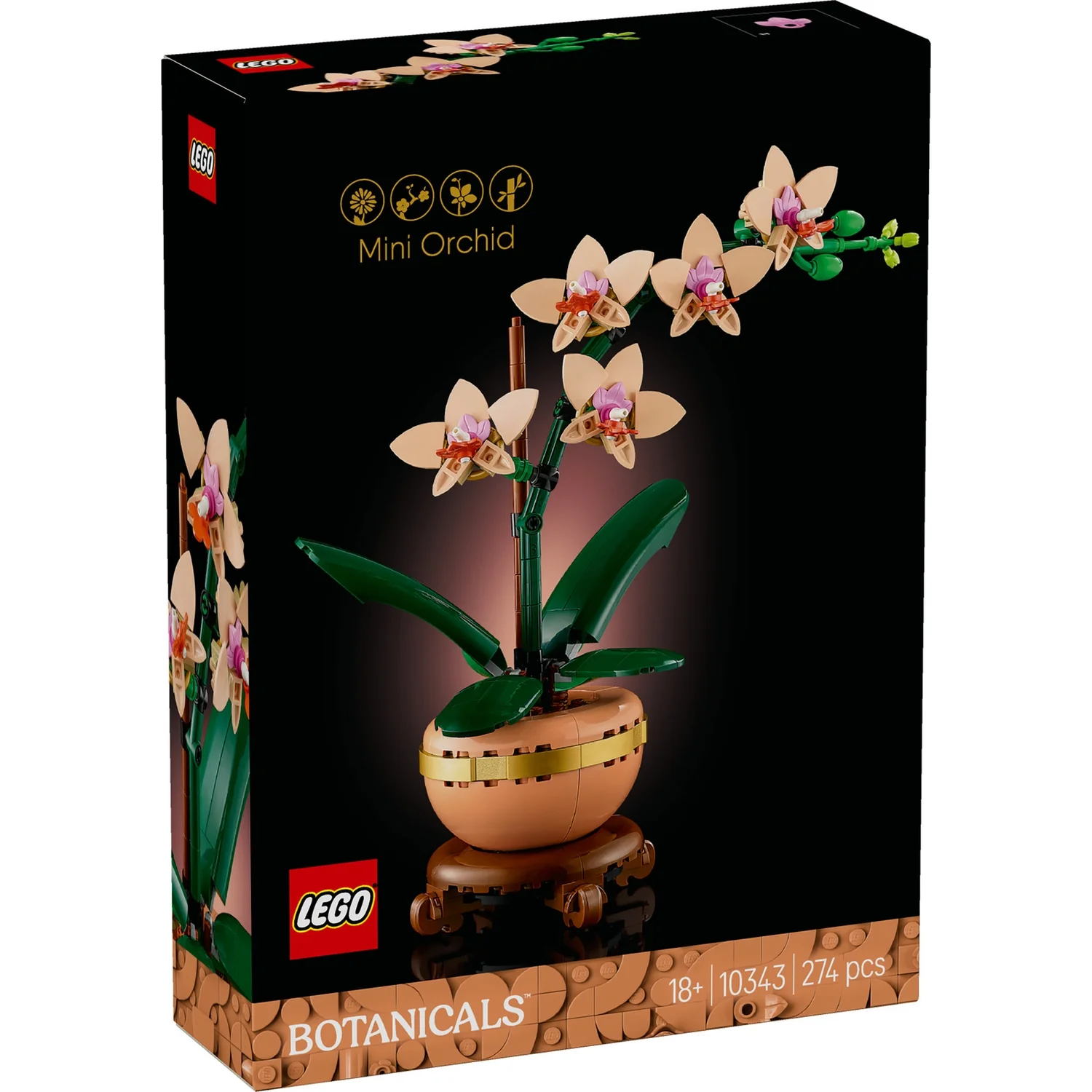 LEGO® Botanicals Mini Orchid Plant Gift, Home Decor Building Kit for Adults 10343