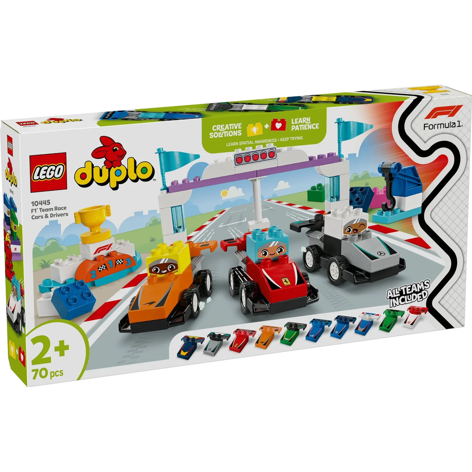 LEGO® DUPLO® Town F1® Team Race Cars & Drivers Building Toy for Family Fun 10445