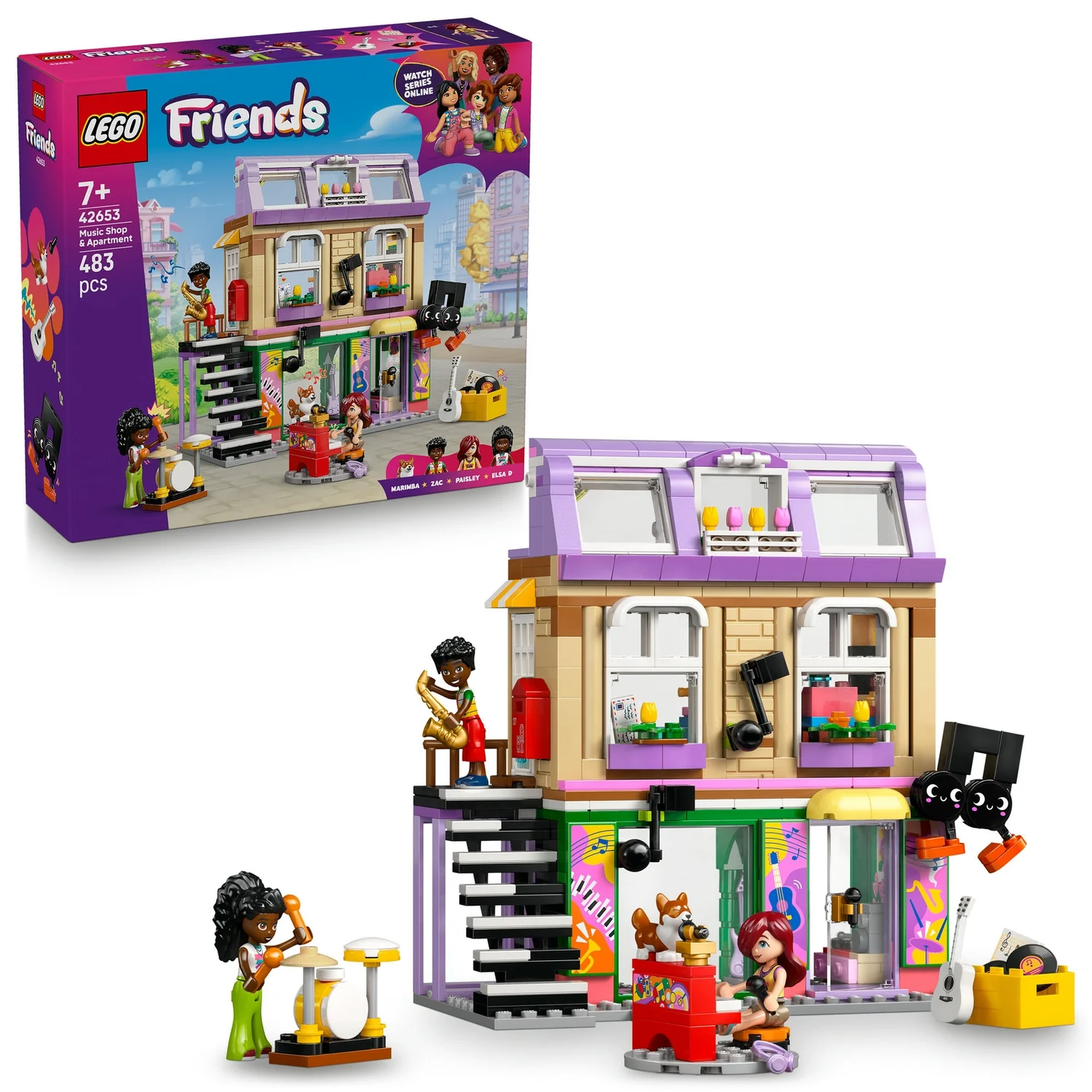 LEGO® Friends Music Shop & Apartment Building Set Pretend-Play Toy 42653