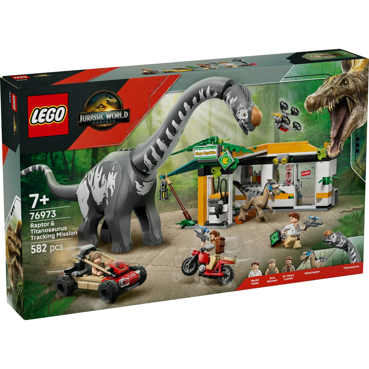 LEGO® Jurassic World Raptor & Titanosaurus Tracking Mission Dinosaur Toy 76973