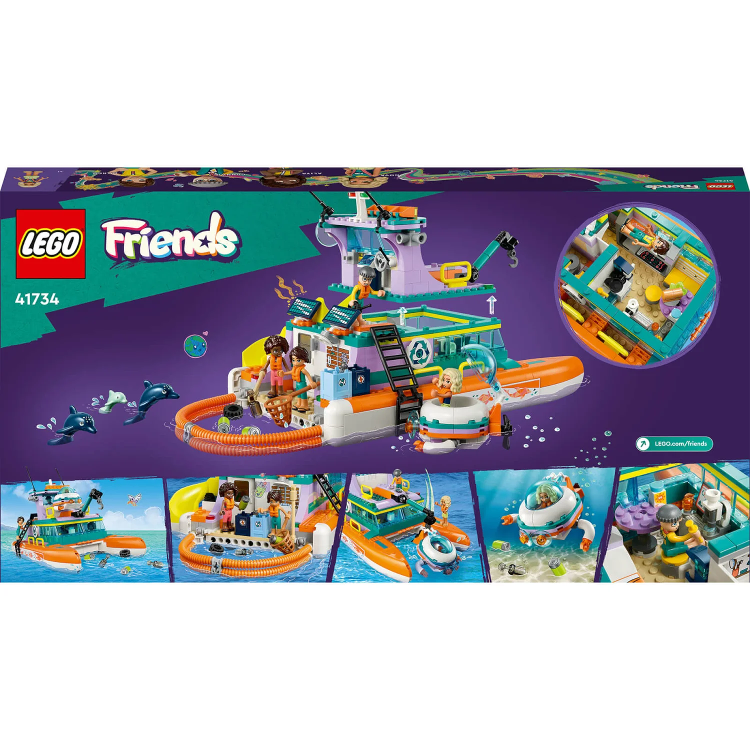 LEGO Friends: Sea Rescue Boat Toy with Dolphin Figures (41734)