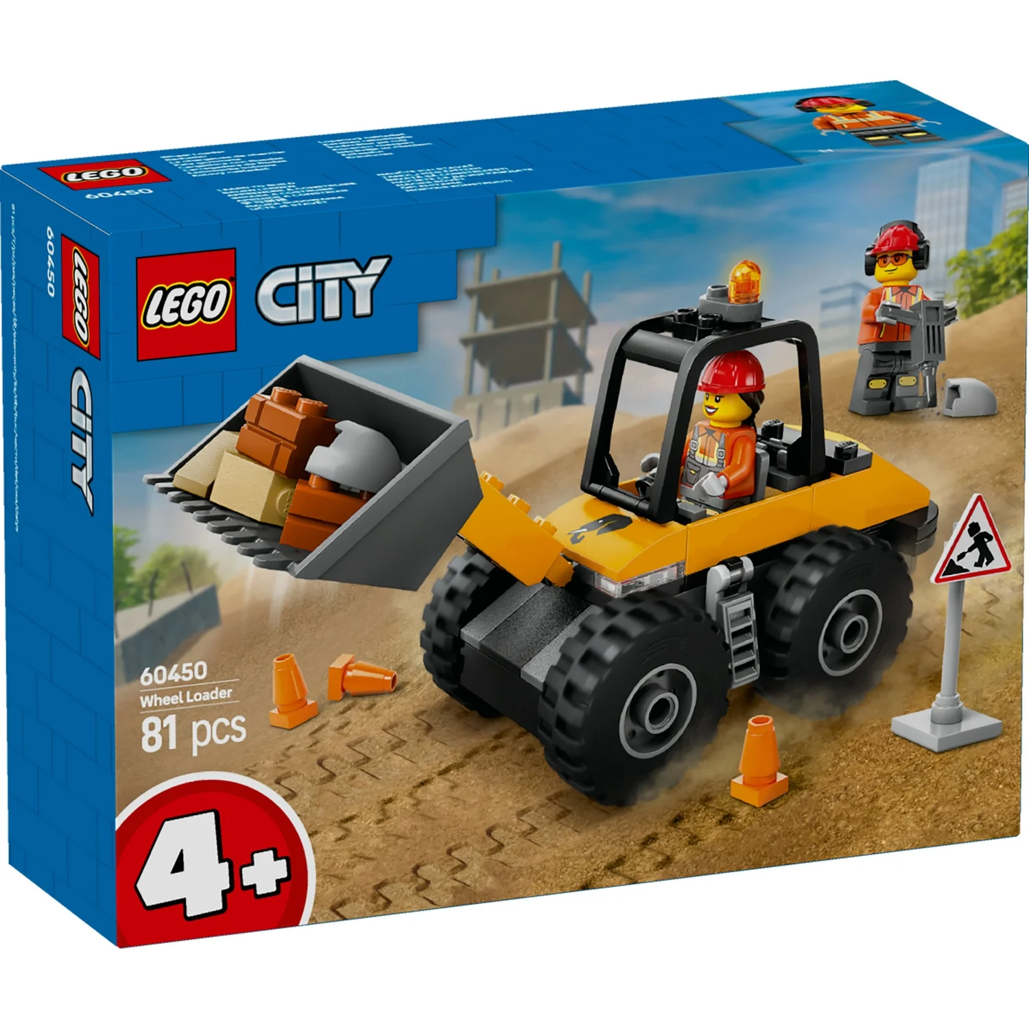 LEGO City Yellow Construction Wheel Loader Vehicle Toy 60450