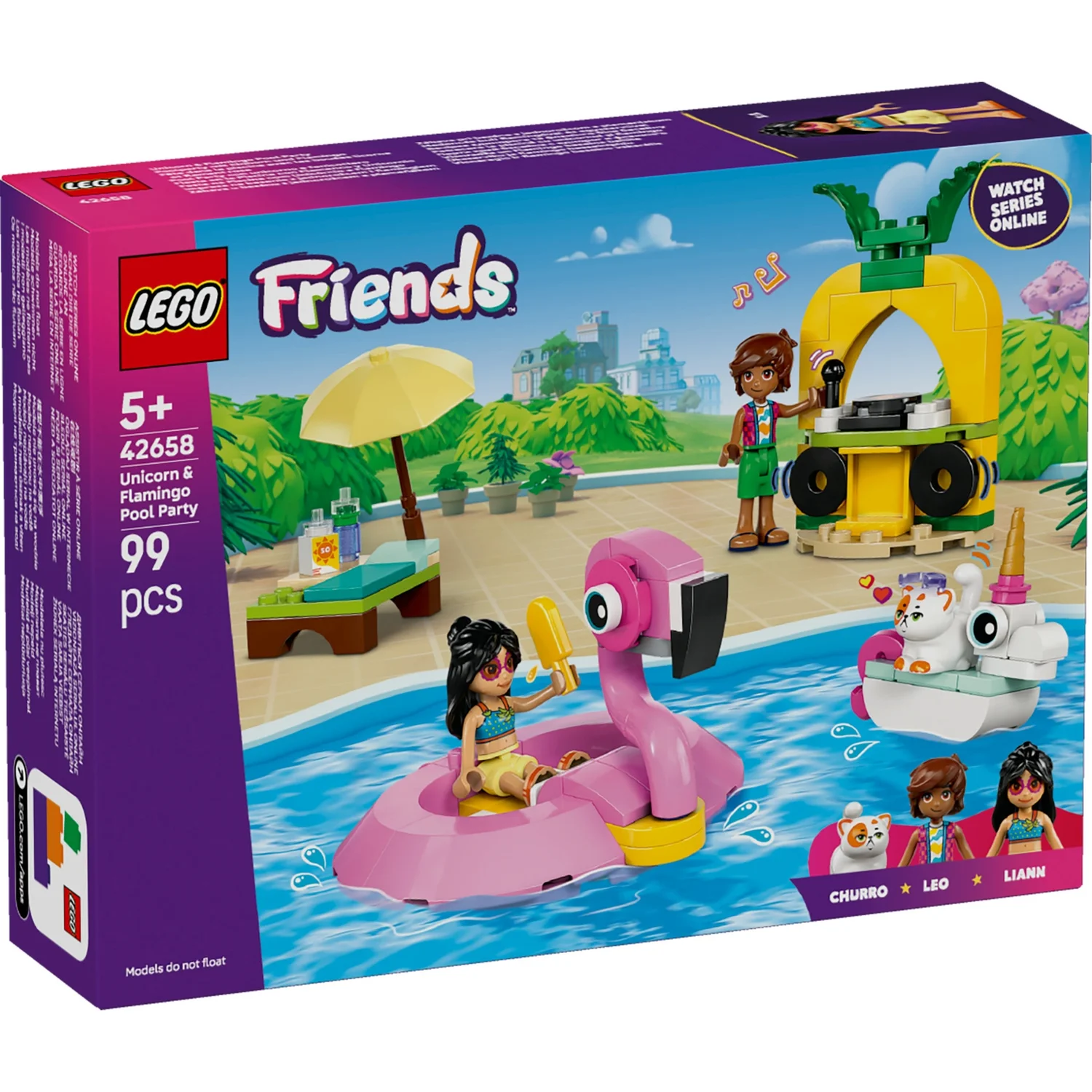 LEGO® Friends Unicorn & Flamingo Pool Party Toy Building Set 42658