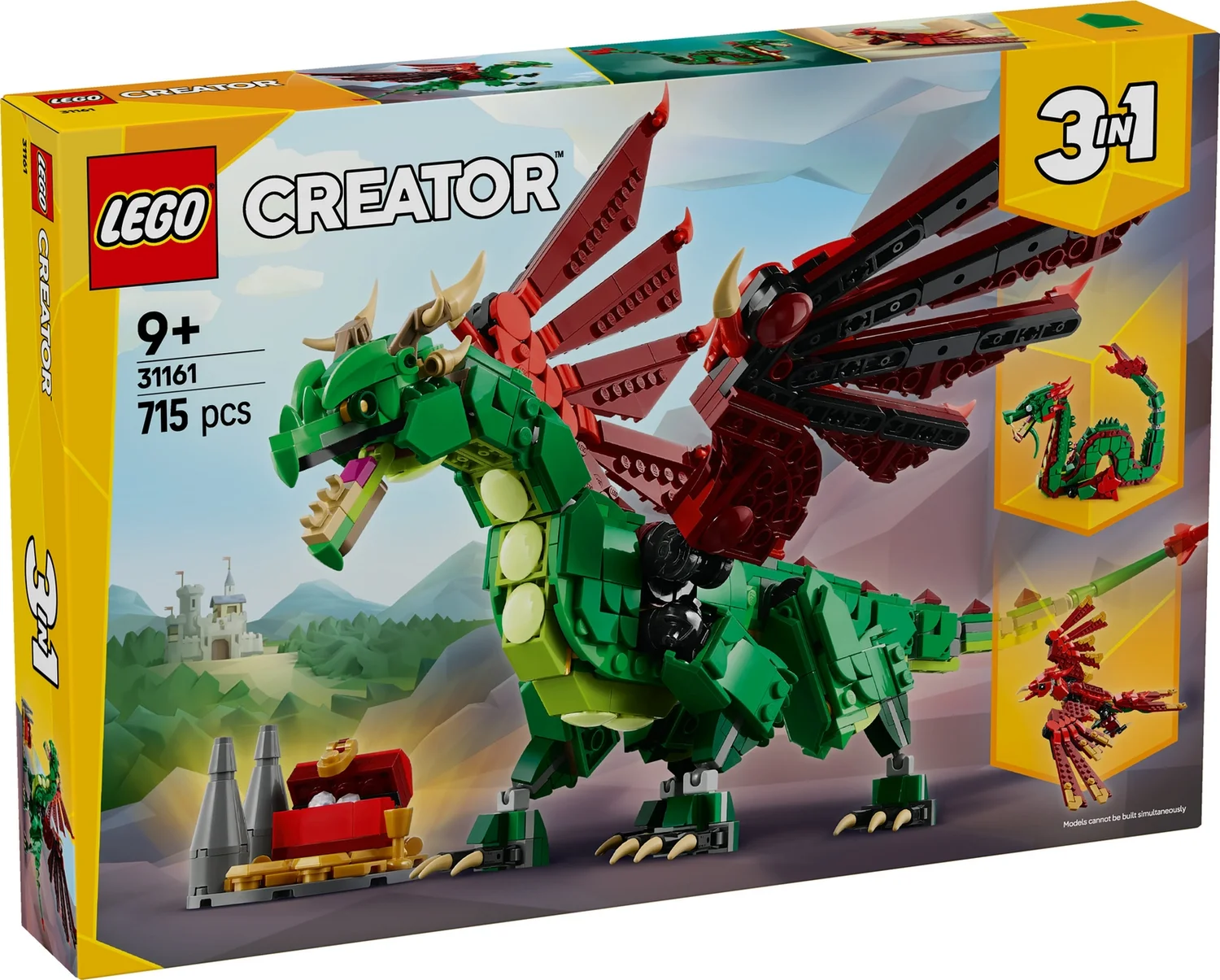 LEGO Creator 3in1 Medieval Dragon Figure, Creative Toy 31161