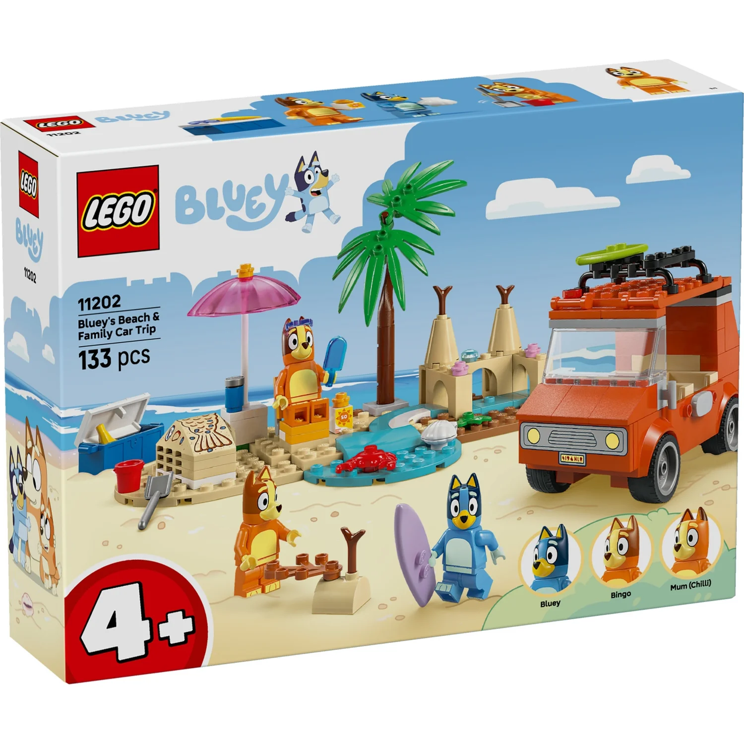 LEGO® Bluey: Bluey’s Beach & Family Car Trip, Preschool Toy Building Kit 11202