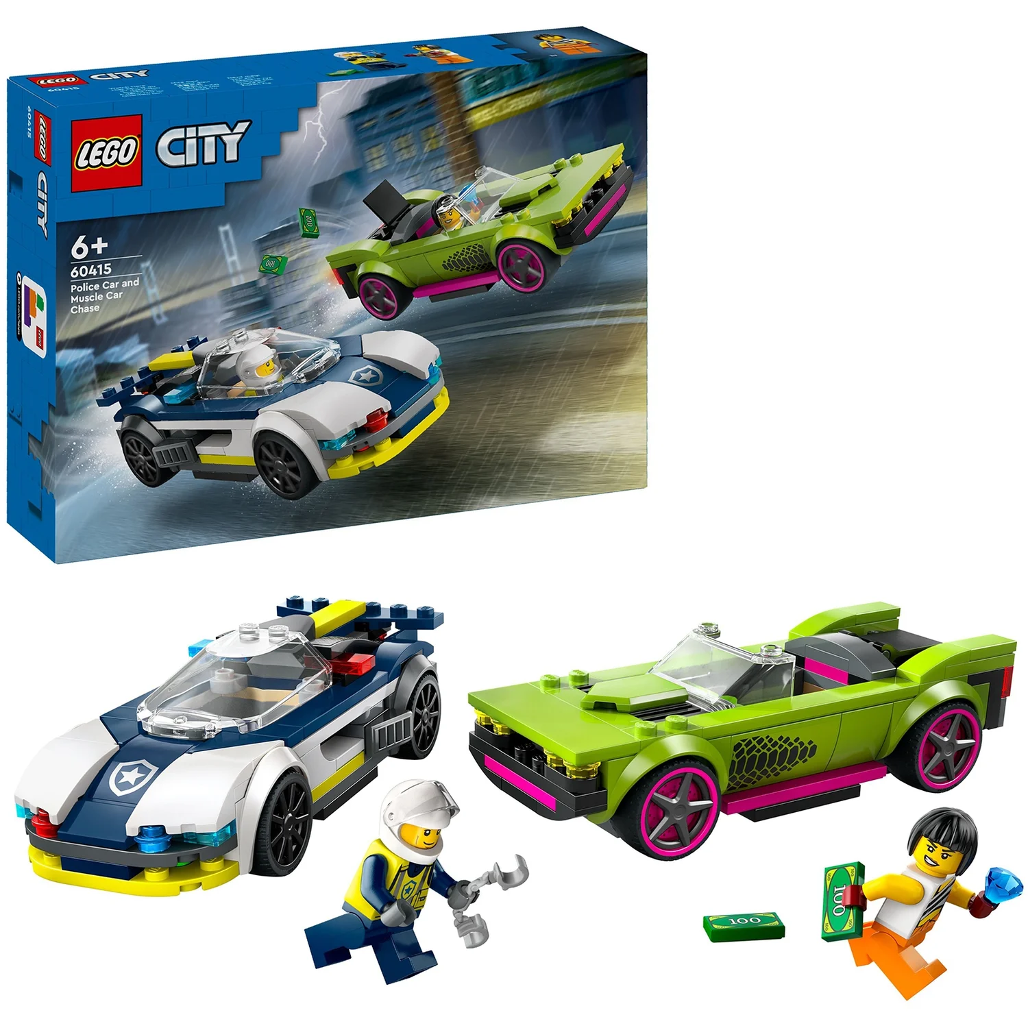 LEGO City Police Car and Muscle Car Chase Building Toy 60415