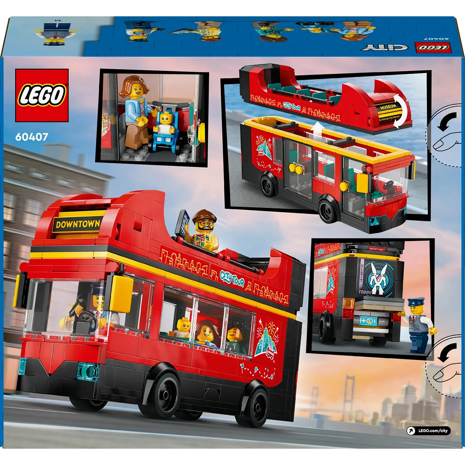 LEGO City Red Double-Decker Sightseeing Bus Toy Set 60407