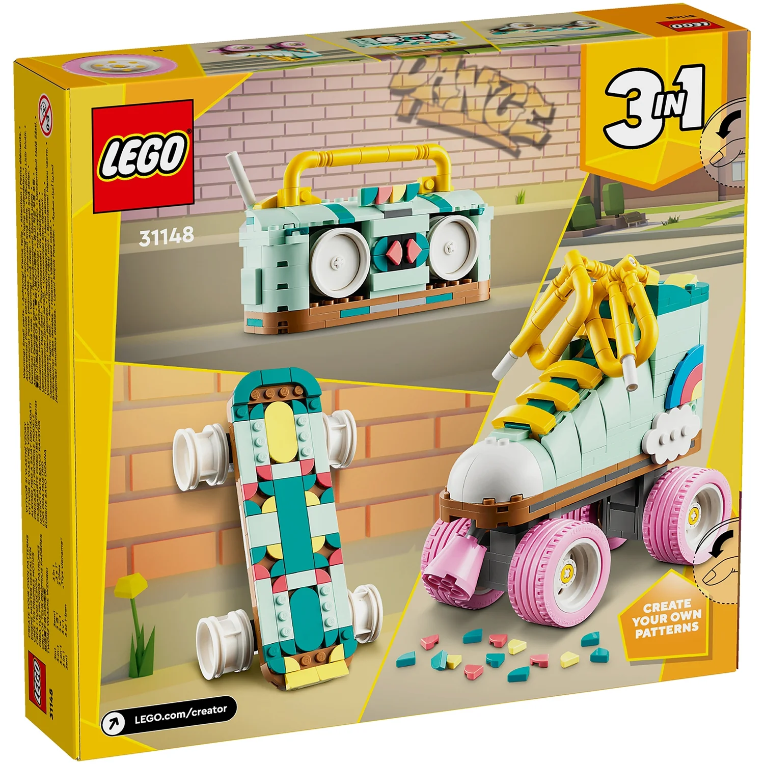 LEGO Creator 3in1 Retro Roller Skate & Toy Skateboard 31148