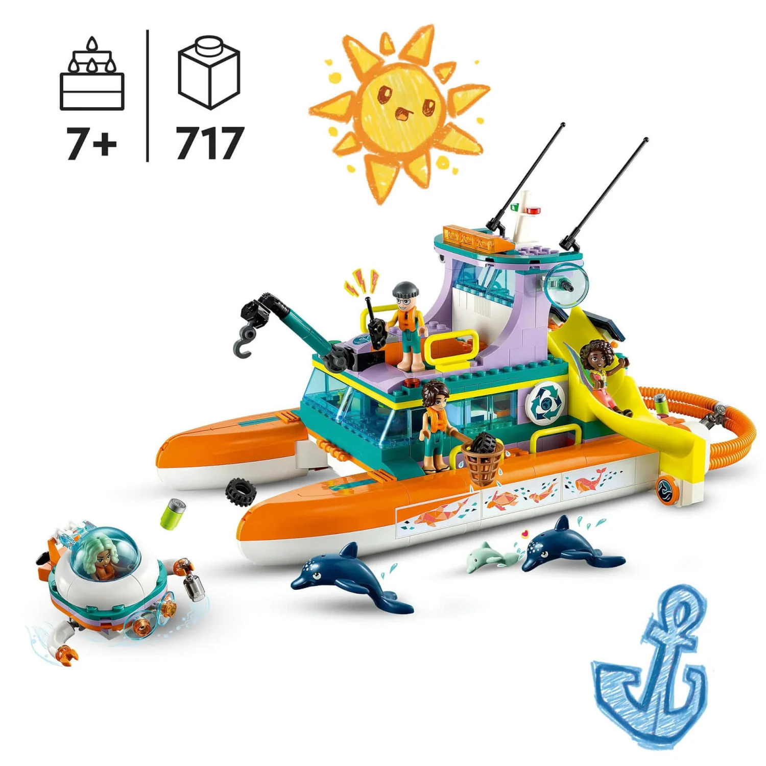 LEGO Friends: Sea Rescue Boat Toy with Dolphin Figures (41734)